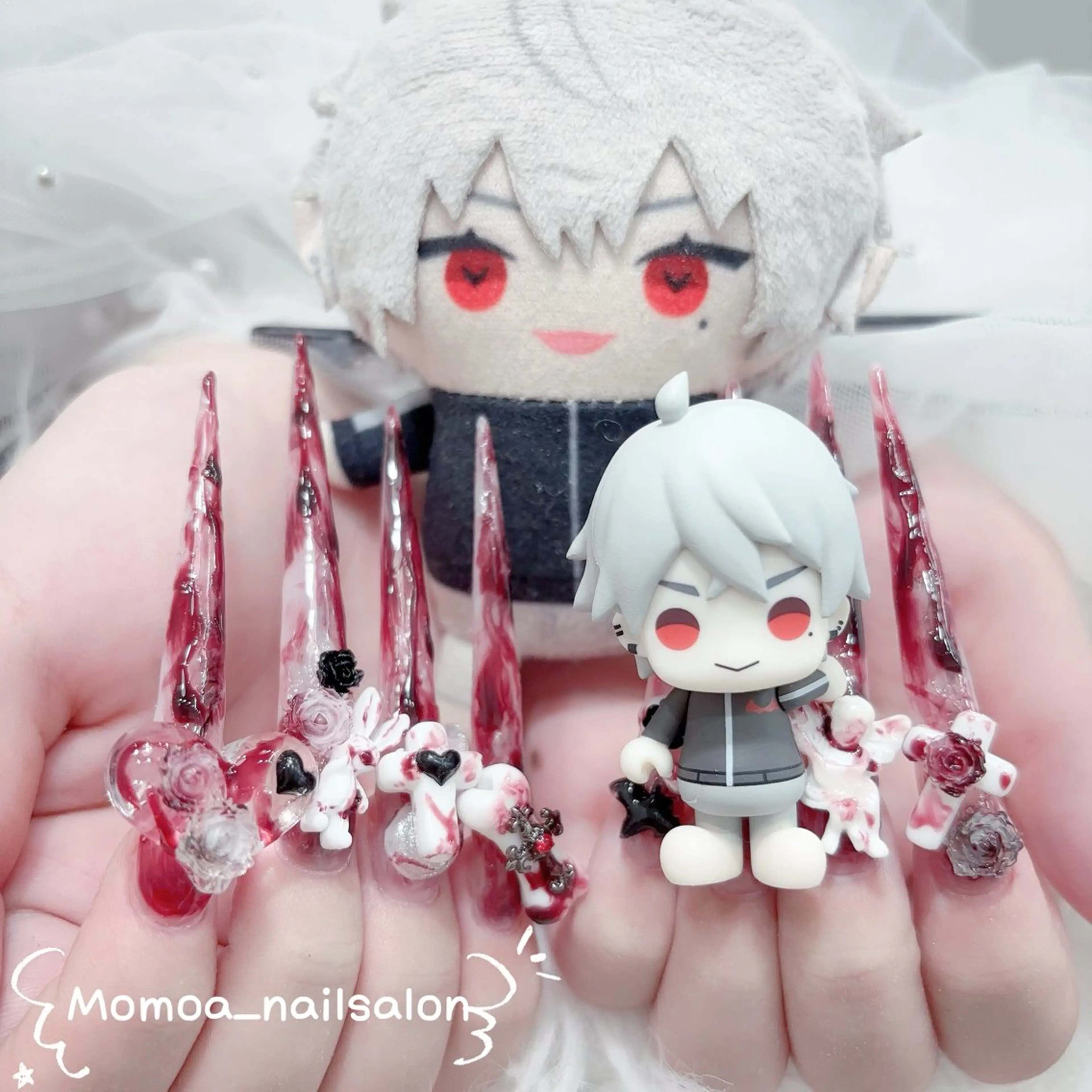 ネイル キラキラネイル 韓国ネイル スカルプネイル ハンドネイル MoMoA Nail ネイル長さ出し専門店のネイルデザイン