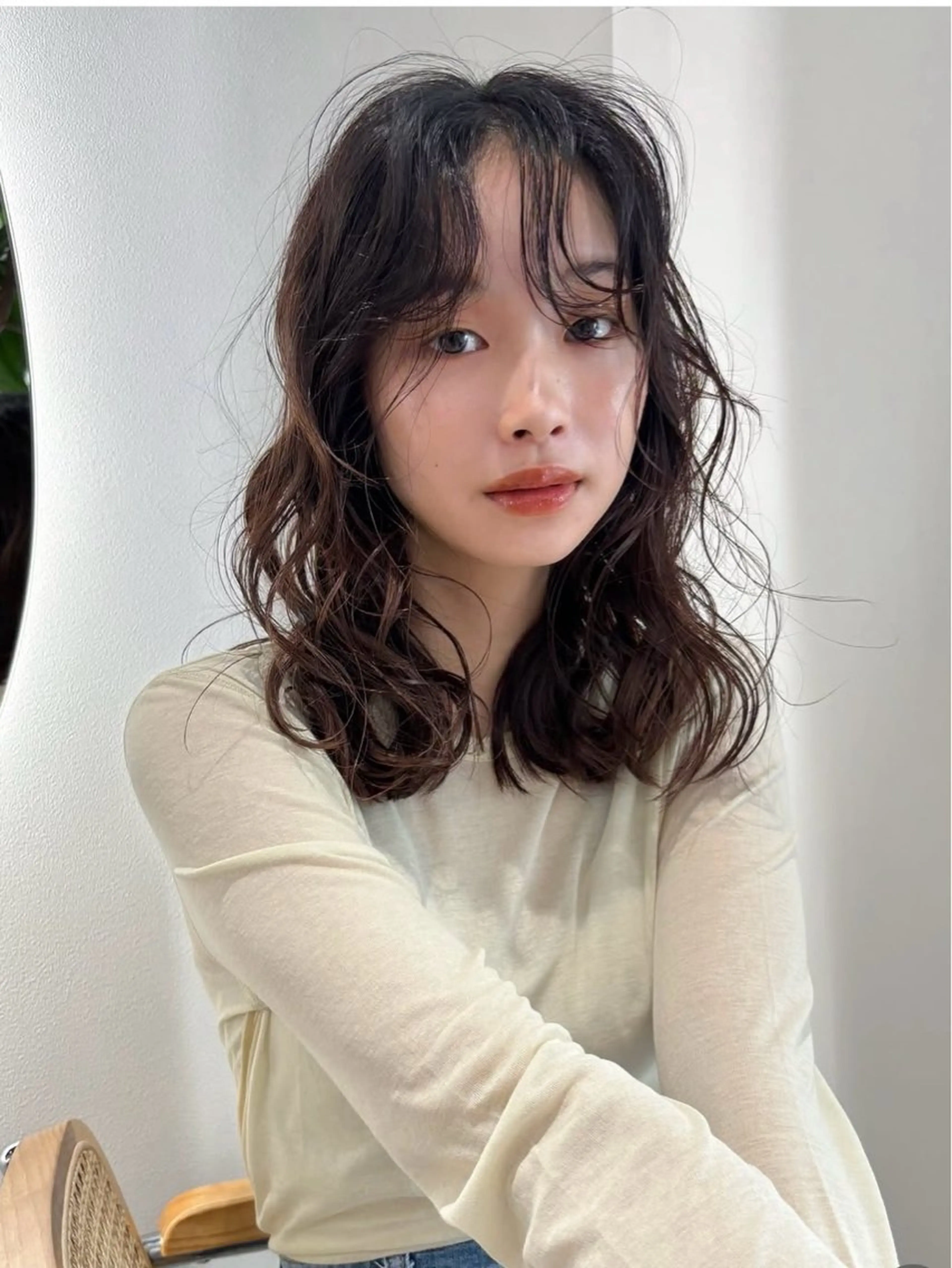 ミディアム パーマ ばんちなつ / ボブ/透明感カラーのヘアスタイル