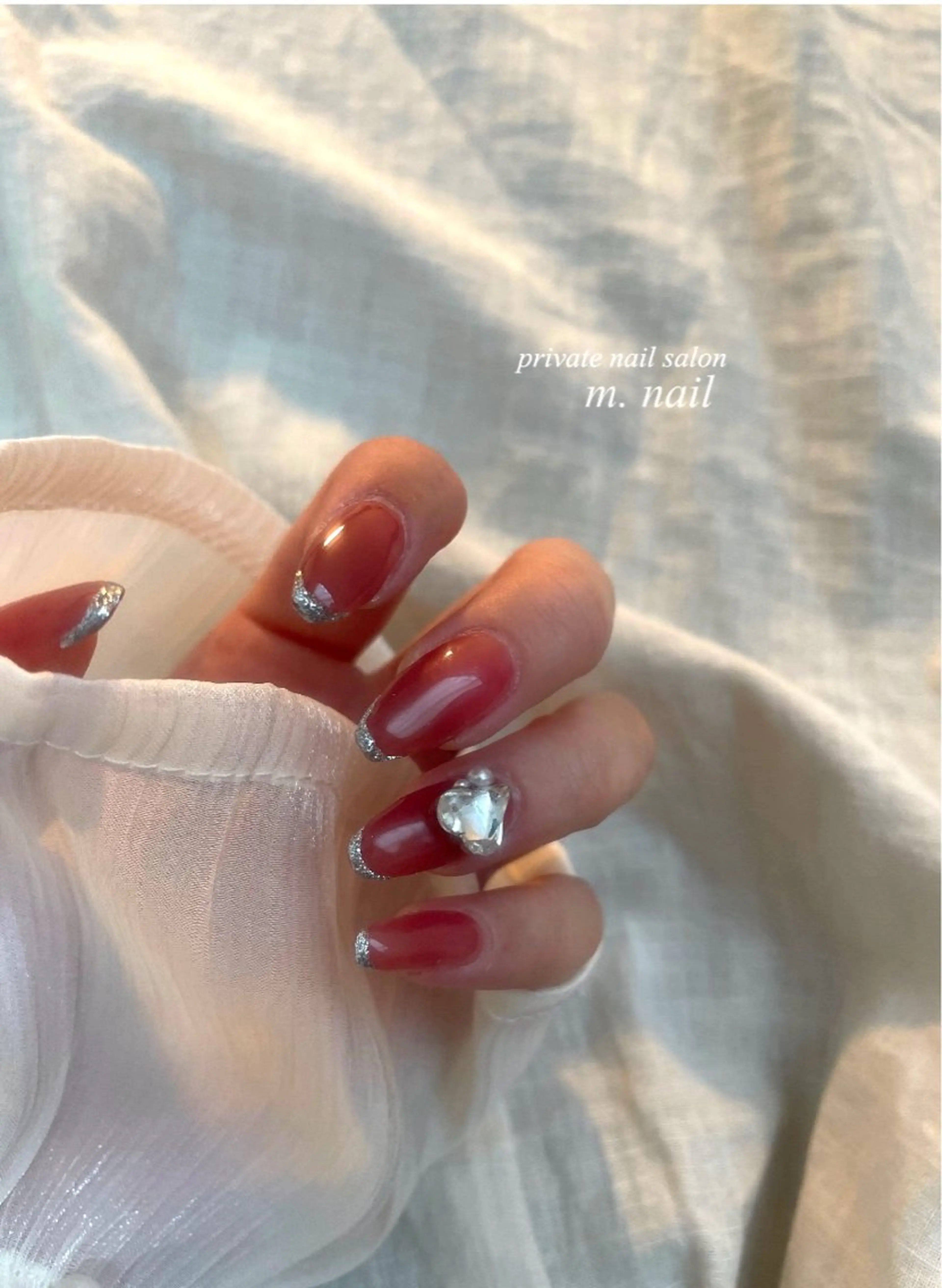 ネイル フレンチネイル ハート 韓国ネイル ワンカラーネイル ワンホンネイル m.nail salonのネイルデザイン