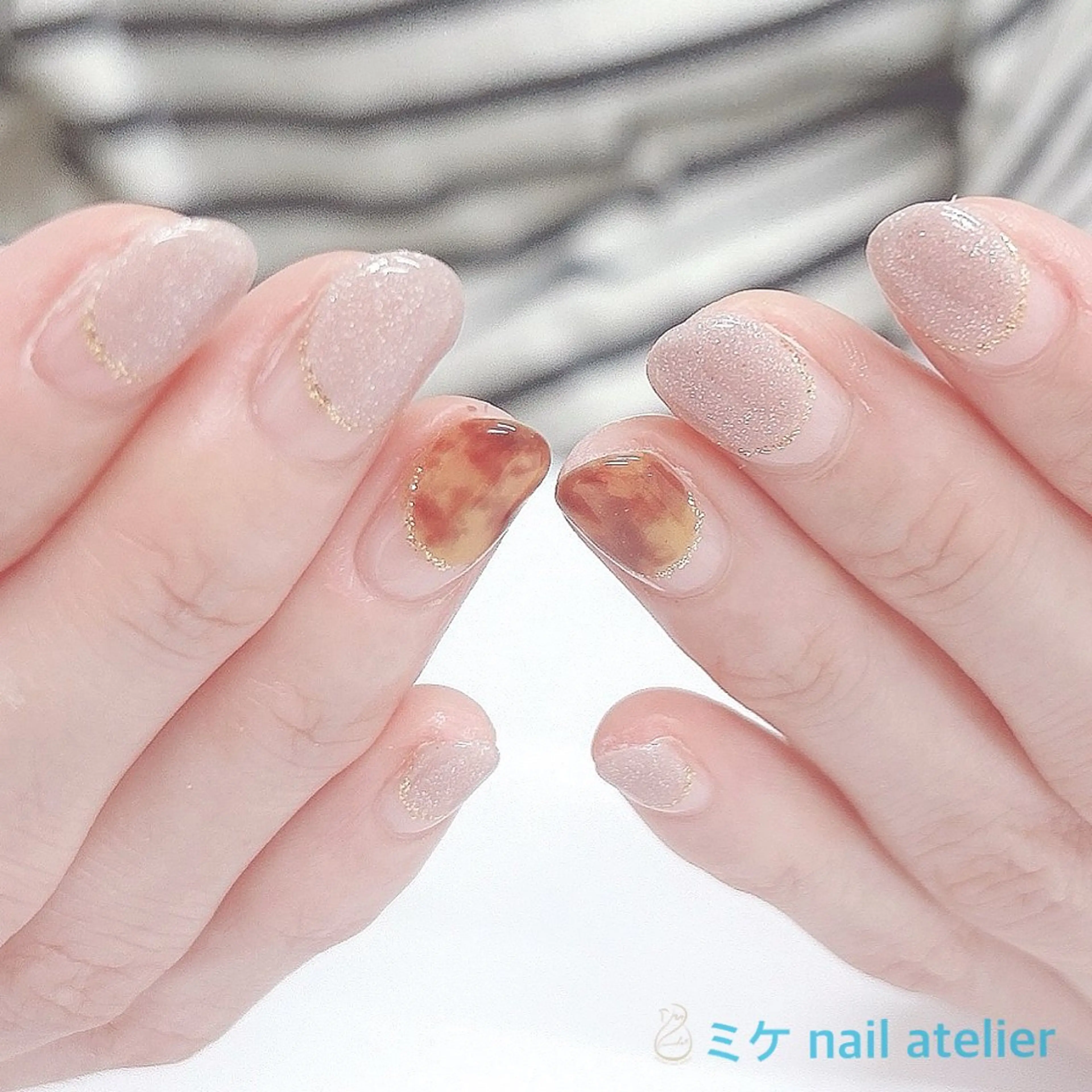 ネイル べっ甲ネイル フレンチネイル ジェルネイル ハンドネイル h. rikaのネイルデザイン