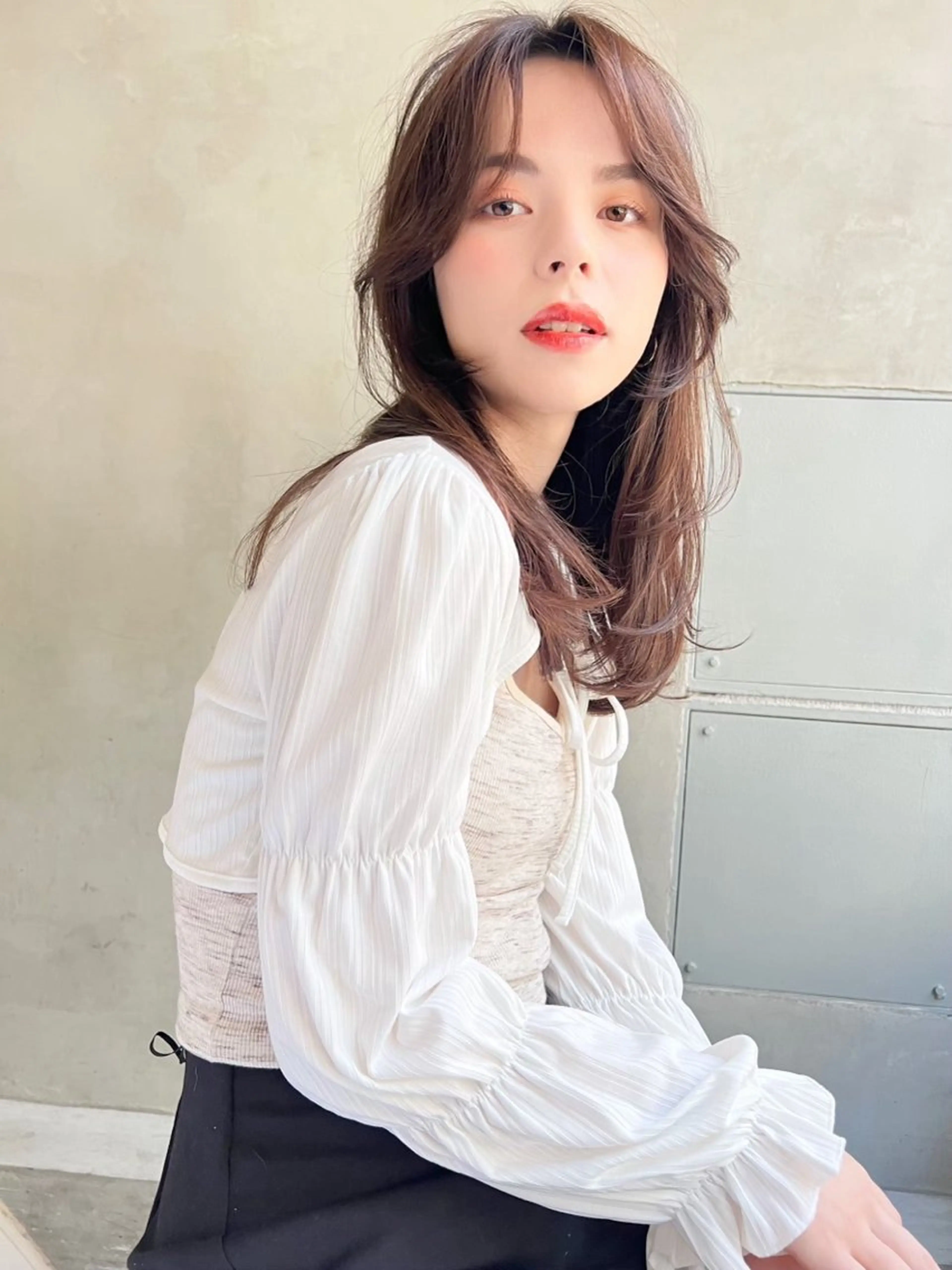 セミロング カラー ヘアアレンジ ブリーチ ブラウンカラー 🫧艶髪矯正 髪質改善🫧 大介のヘアスタイル