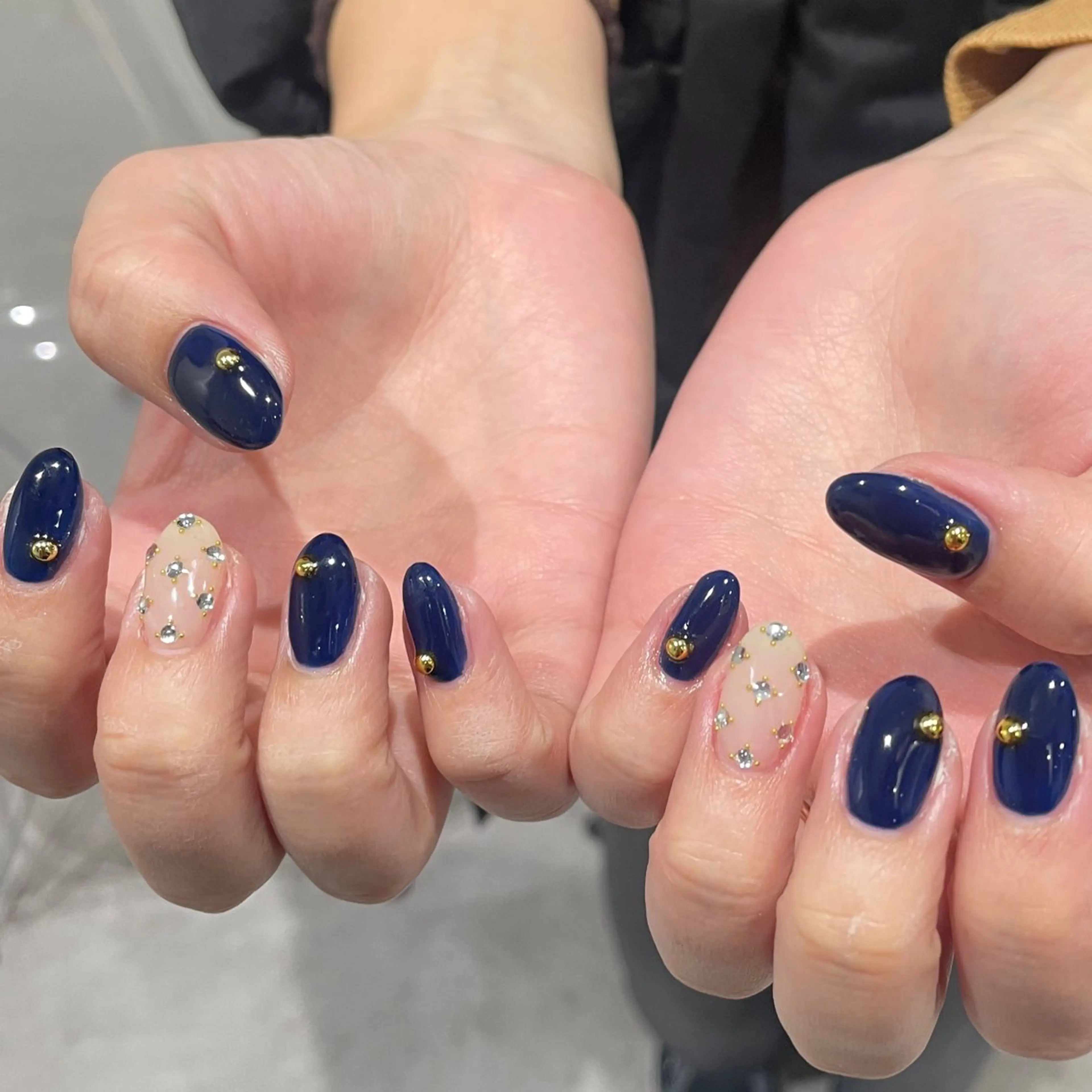 ネイル ゴールド ネイビー ハンドネイル IROHA NAIL nanaのネイルデザイン