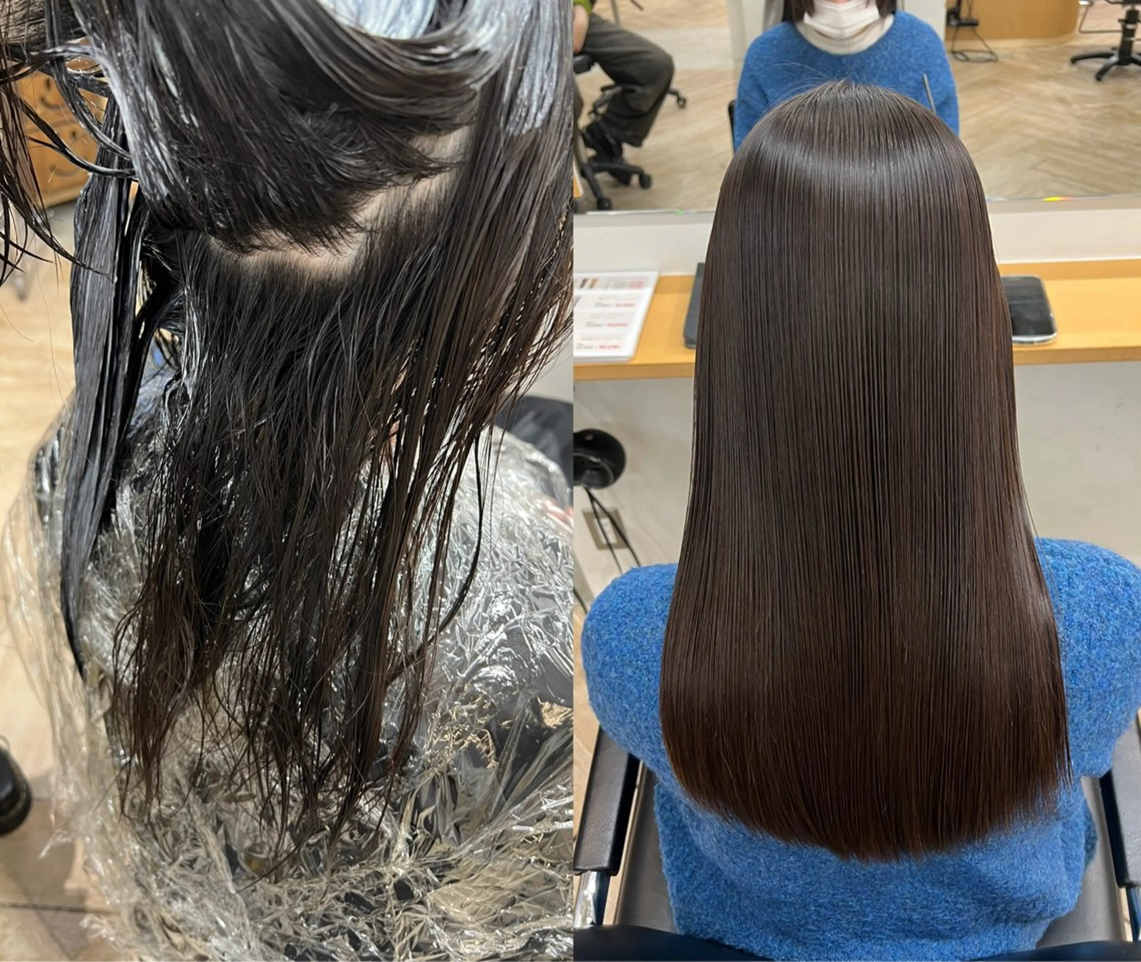 ロング カット 縮毛矯正 トリートメント ベージュ/髪質改善 新潟/万代/井上佑のヘアスタイル