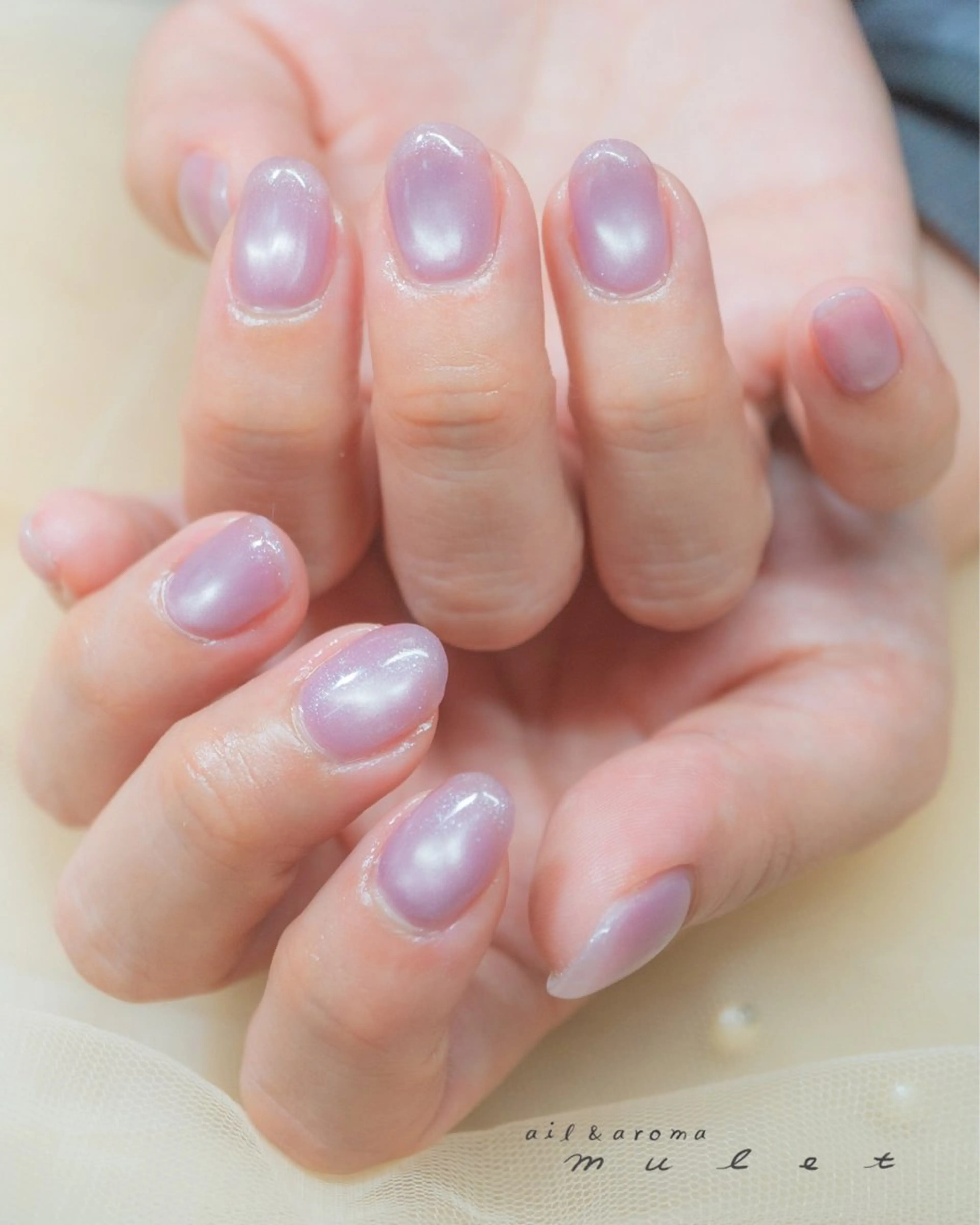 ネイル ブルー マグネットネイル ピンク ハンドネイル nail&aroma mulet.のネイルデザイン