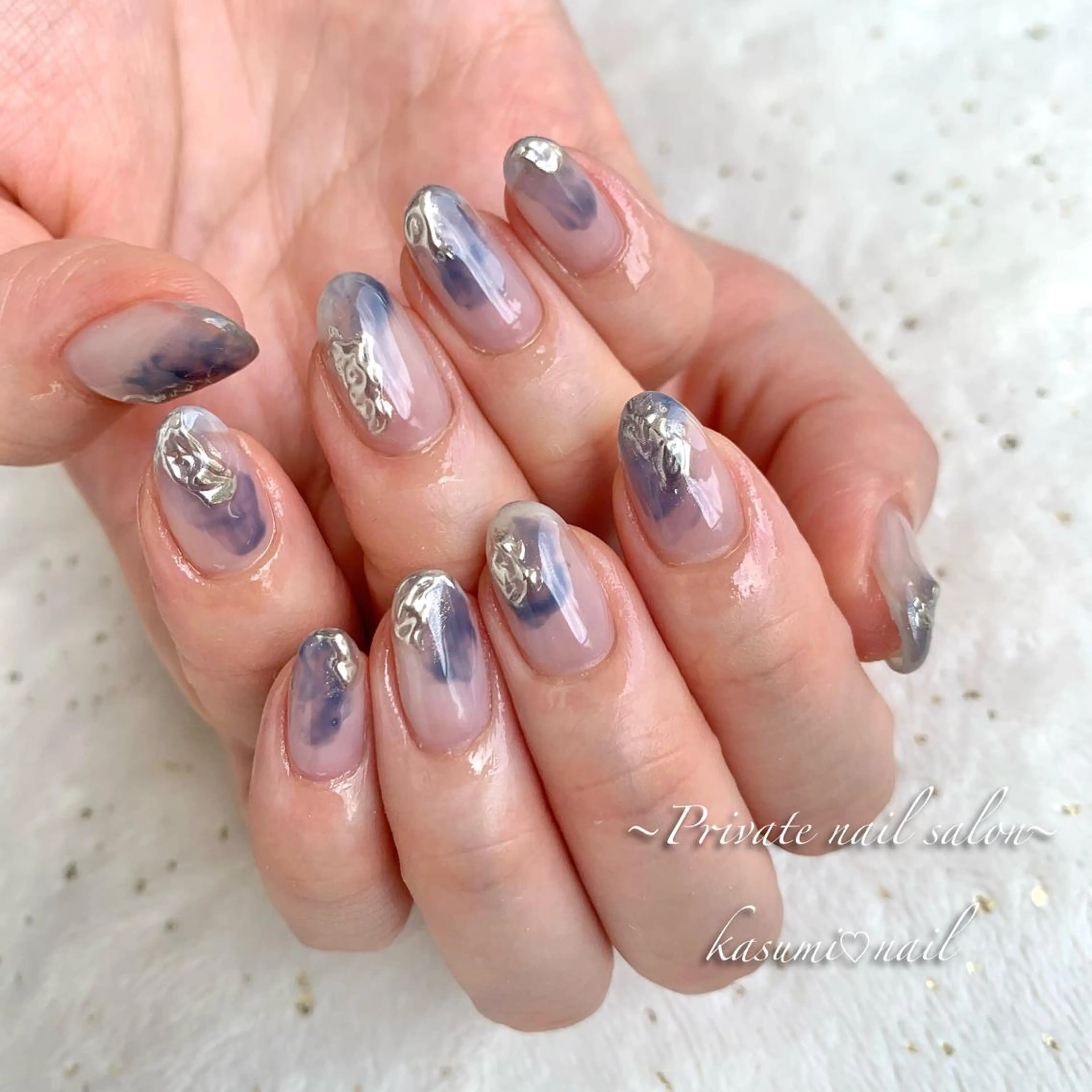 ネイル アートネイル ラメ(グリッター) マグネットネイル ミラーネイル 持ち込み KASUMI♡ Nailのネイルデザイン