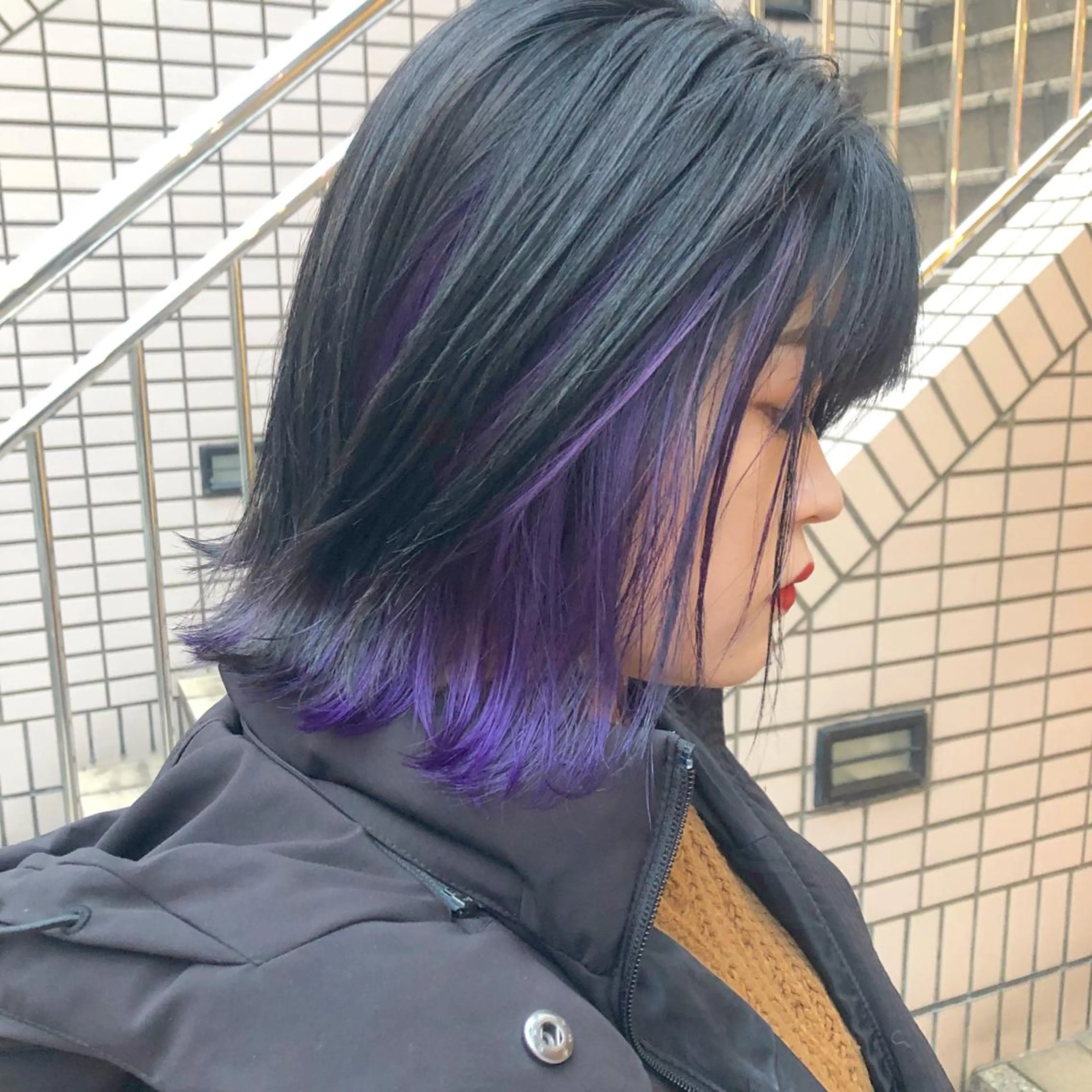 ミディアム カラー パーマ ヘアアレンジ メンズ ネイル マツエク・マツパ メンズインナーカラー インナーカラー パープルカラー パープル 天神レイヤーカット No.1💖マユカのヘアスタイル