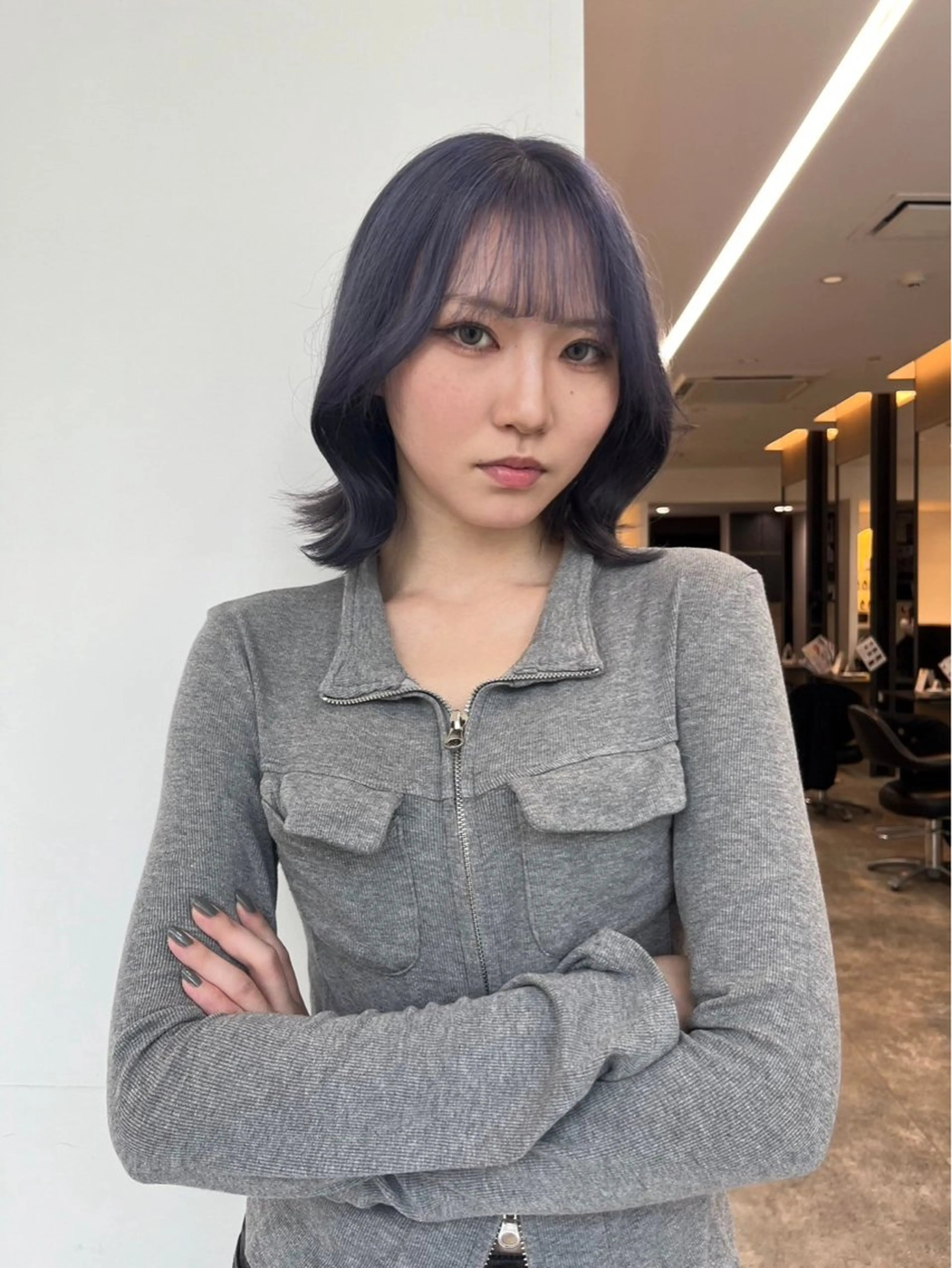 ミディアム カラー ブルーカラー ブルーラベンダー ラベンダーカラー 【無料カットモデル】 水山まさはる🌸のヘアスタイル