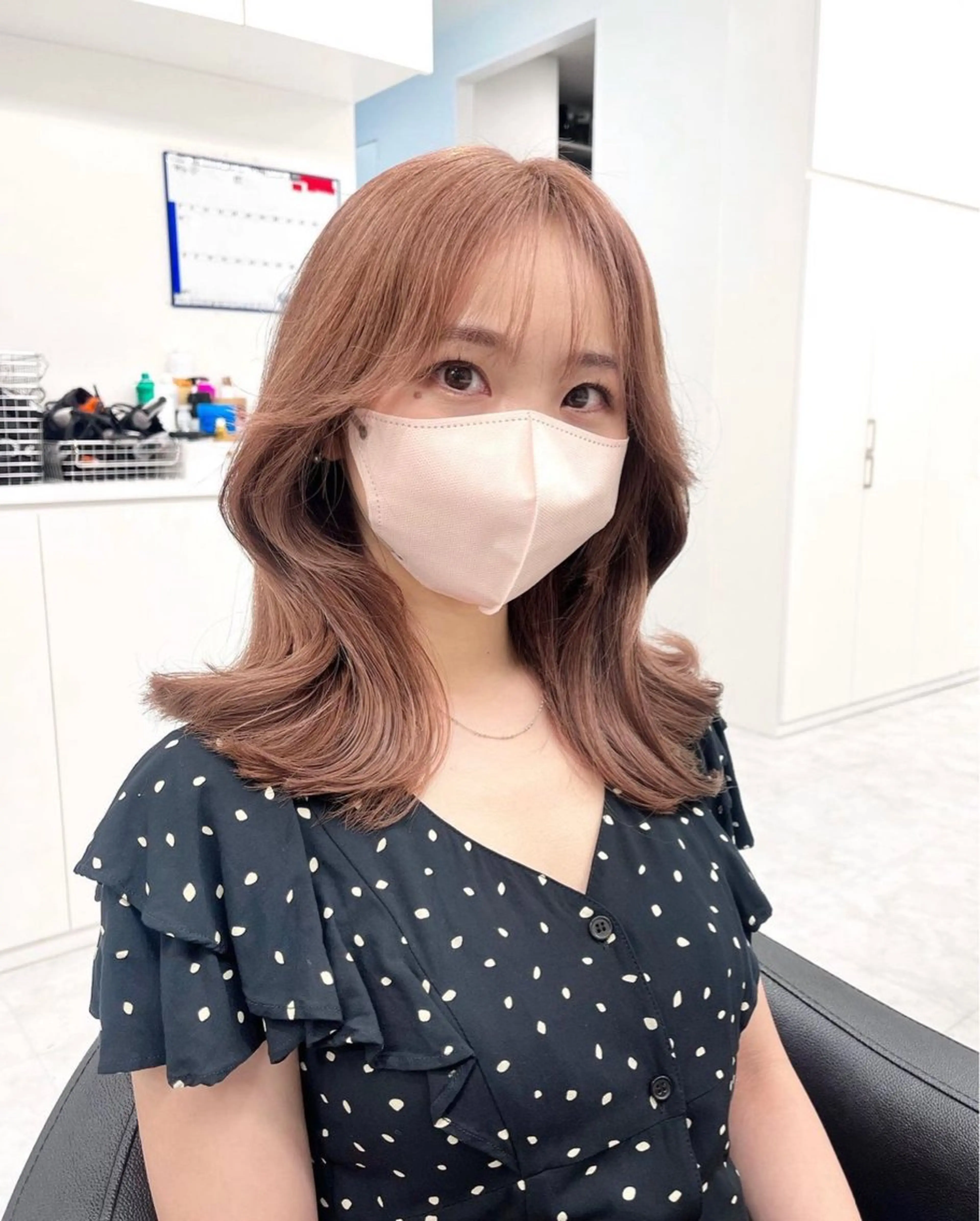 ミディアム ヘアカラー トリートメント ヘアセット RIKO👼🏻💓 韓国ガーリーのヘアスタイル