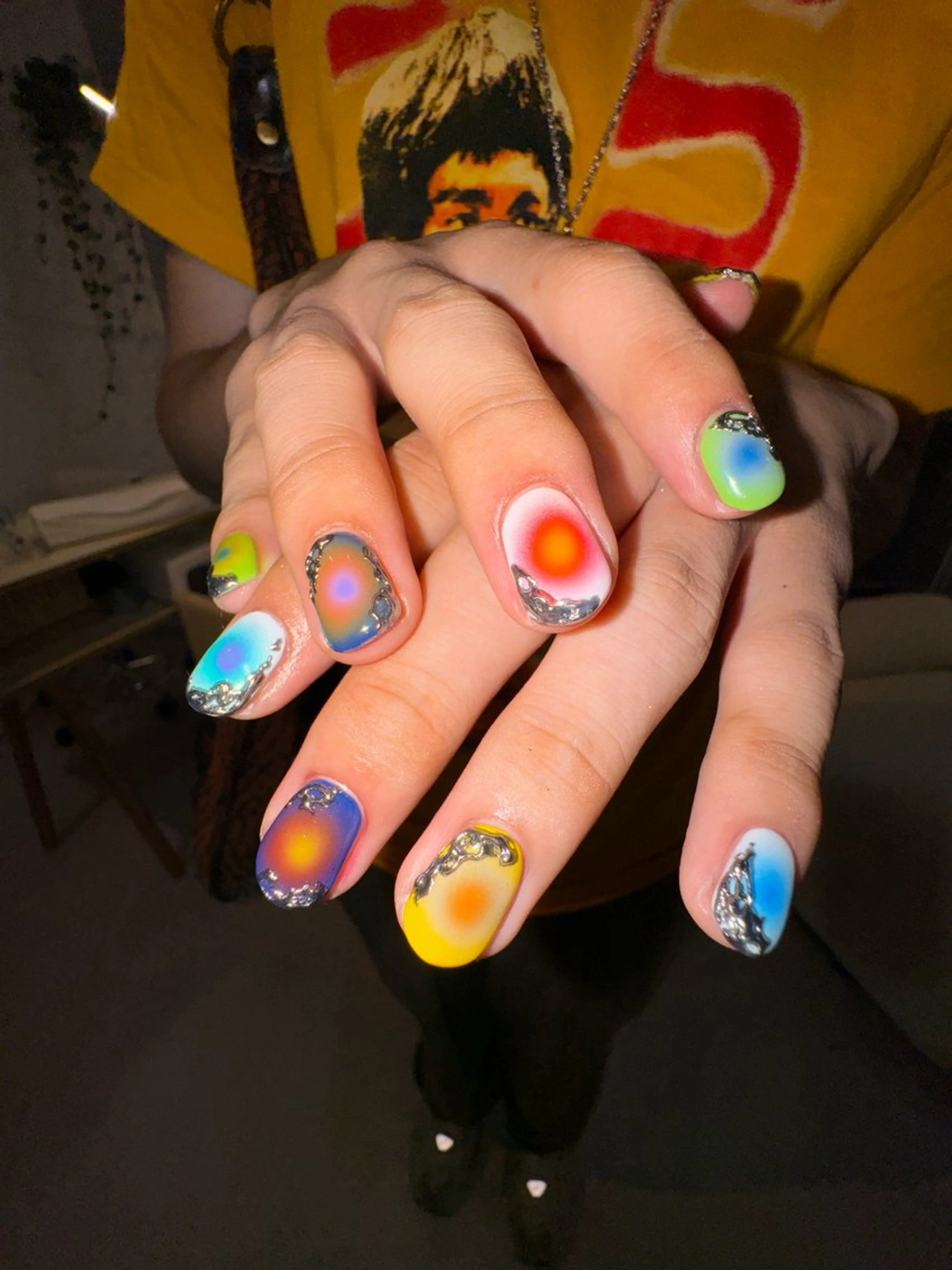 ネイル シルバー ハンドネイル AOI✩⡱ y2kネイルのネイルデザイン