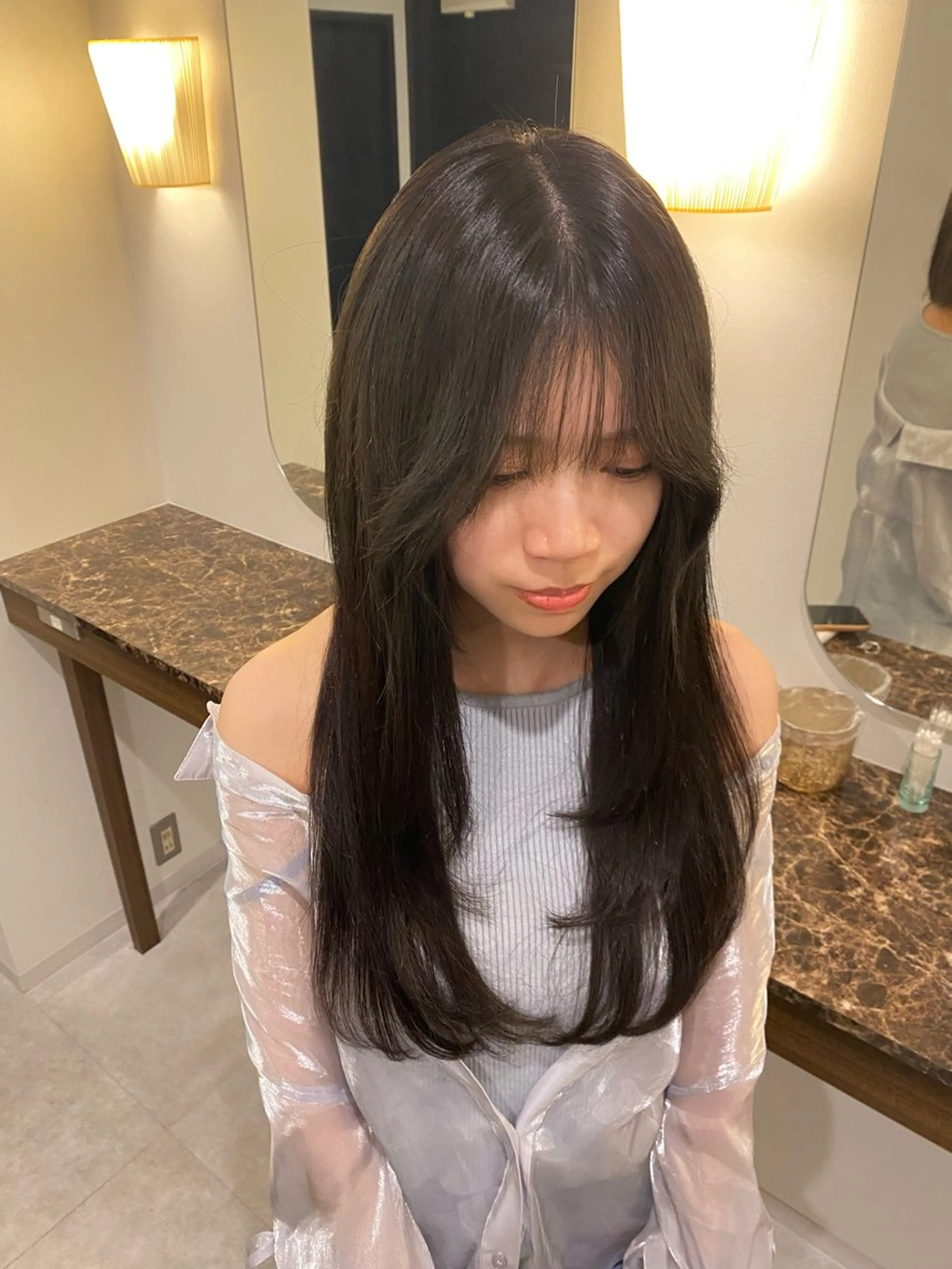 ロング 顔周りカット レイヤーカット 翔貴/縮毛/ブリーチ /カットモデル募集中のヘアスタイル