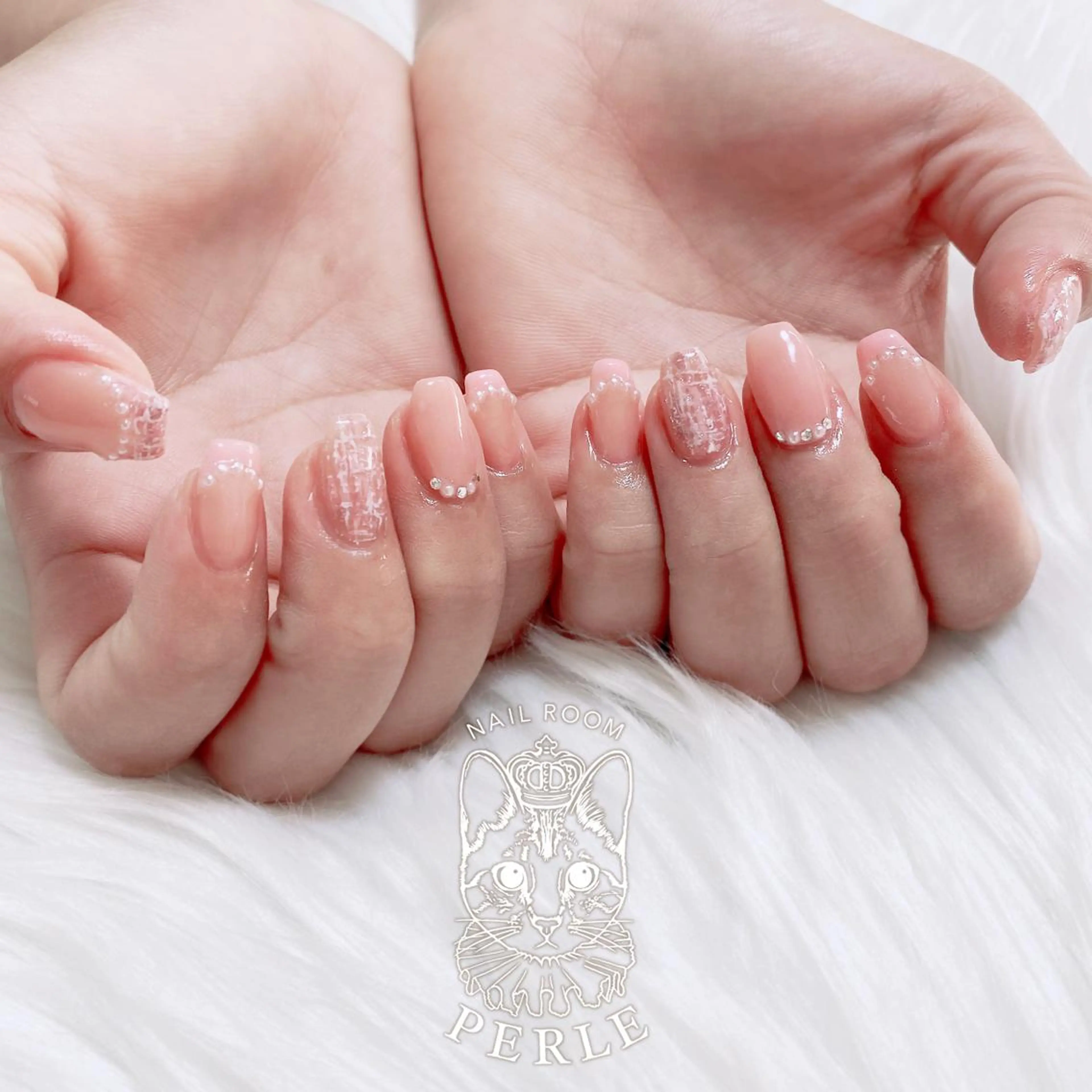 ネイル ツイードネイル ハンドネイル nail room Perleのネイルデザイン