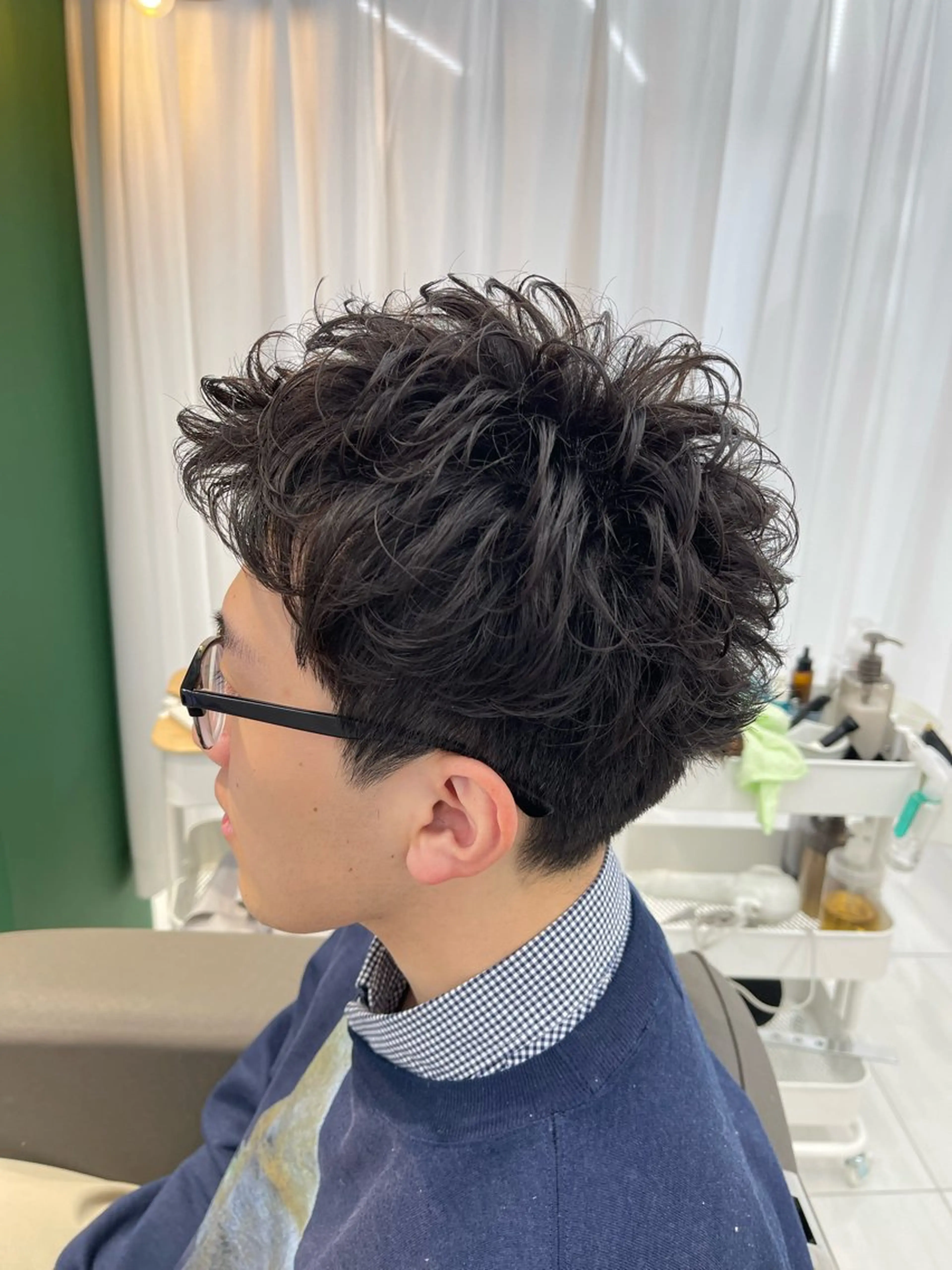 ショート パーマ メンズ 【木場✂️理容室】 メンズ清潔感カットのヘアスタイル