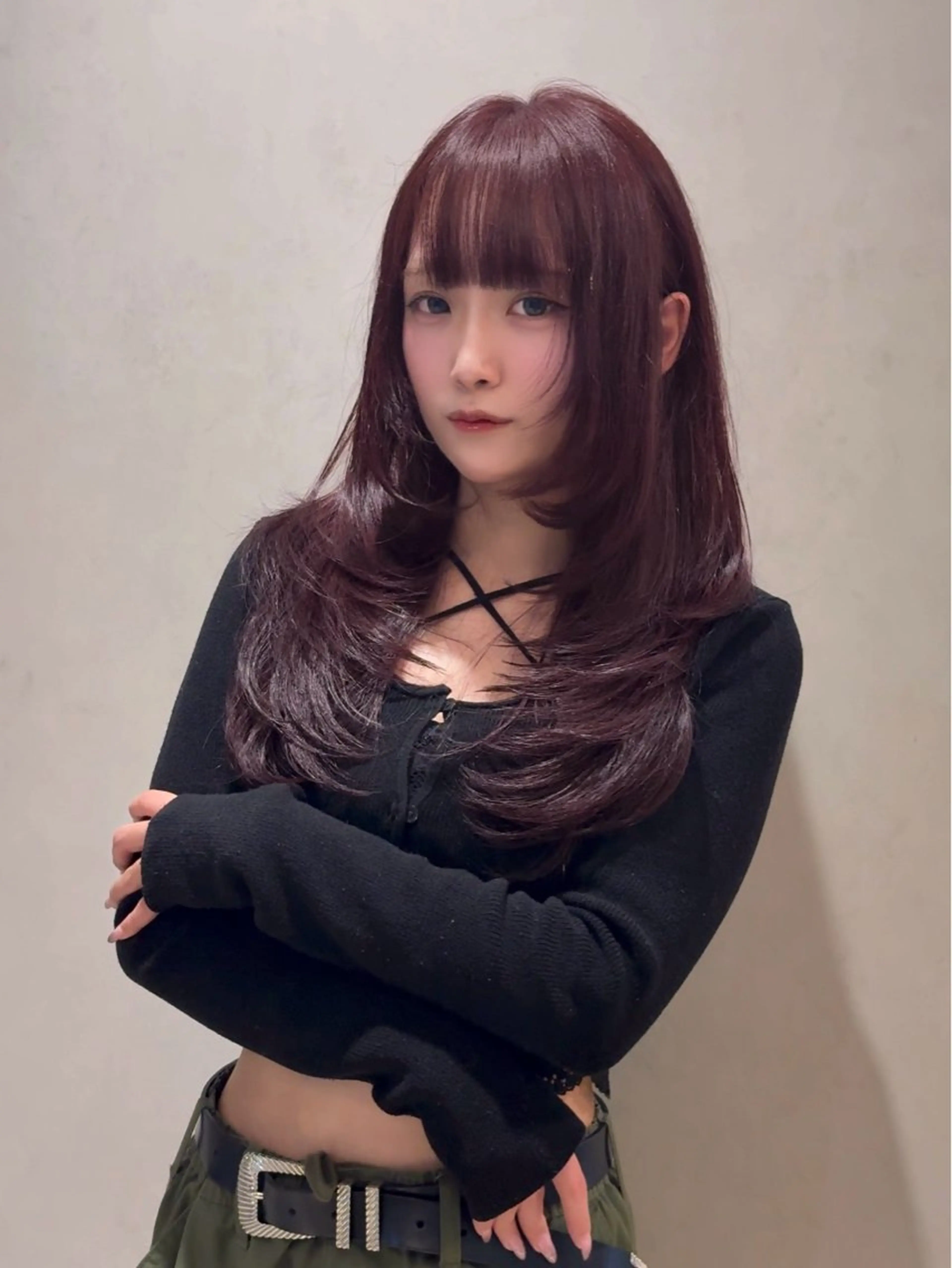ロング カラー ブリーチ ブラウンカラー ダブルカラー ブリーチなしカラー レイヤーカット ヘアカラー 🩵福岡ブリーチなし レイヤー/紫音🩵のヘアスタイル