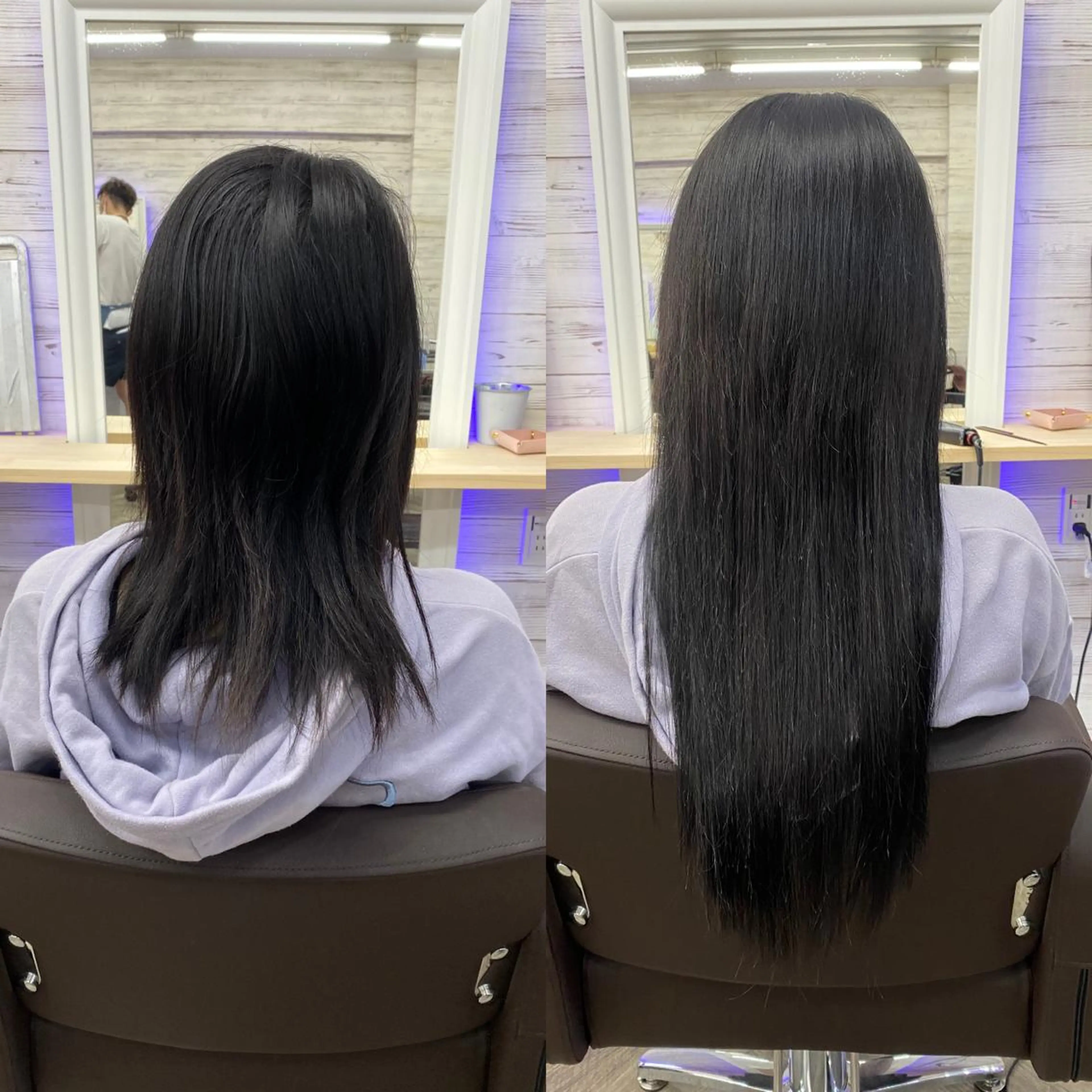 セミロング カラー ヘアアレンジ ショートボブ 編み込みエクステ シールエクステ セミロングパーマ バレイヤージュ LAVENDIA 初音のヘアスタイル