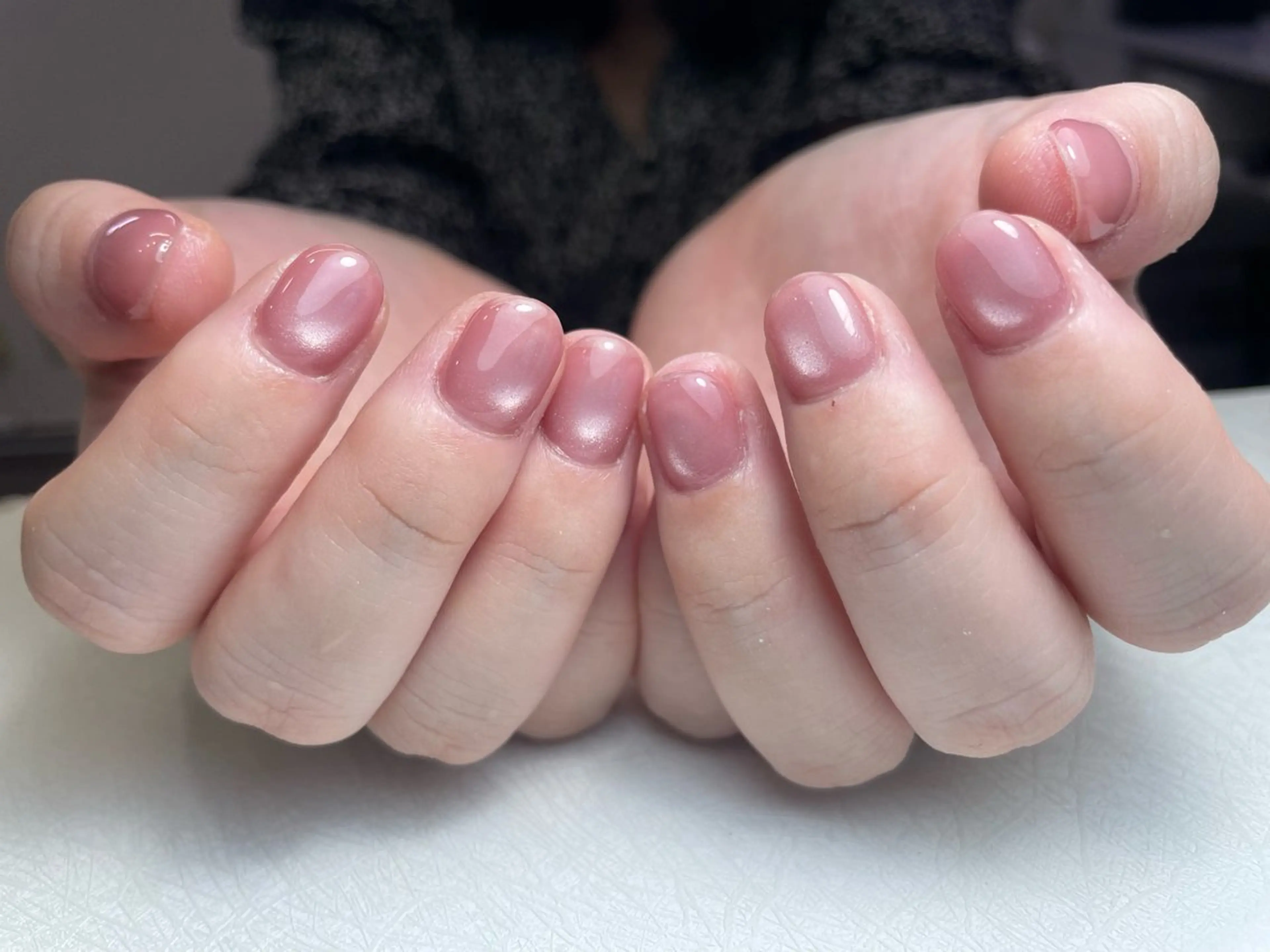 ネイル アートネイル オーロラネイル ブラウン フレンチネイル ガーリー 中野駅から2分 MEO NAILのネイルデザイン