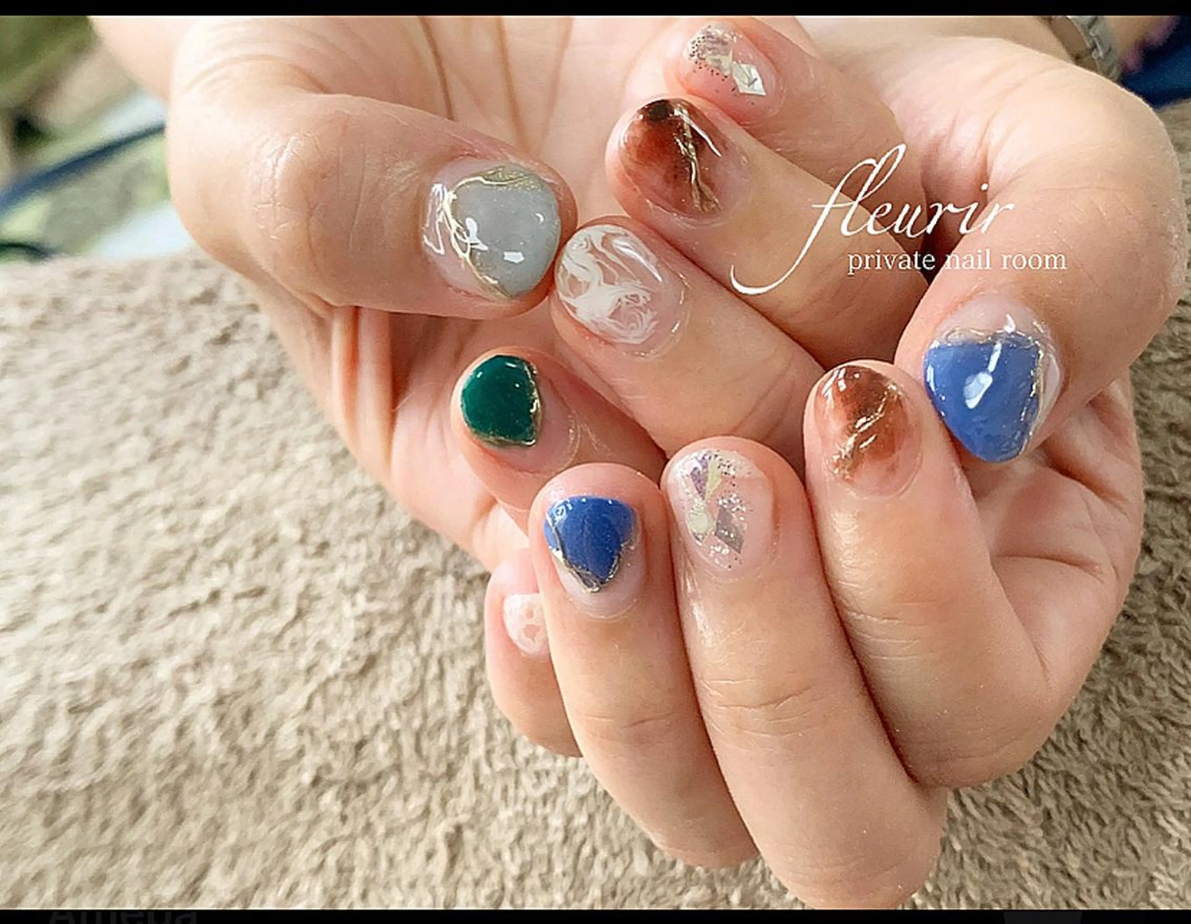 ネイル べっ甲ネイル フルリール 【プライベートサロンのネイルデザイン