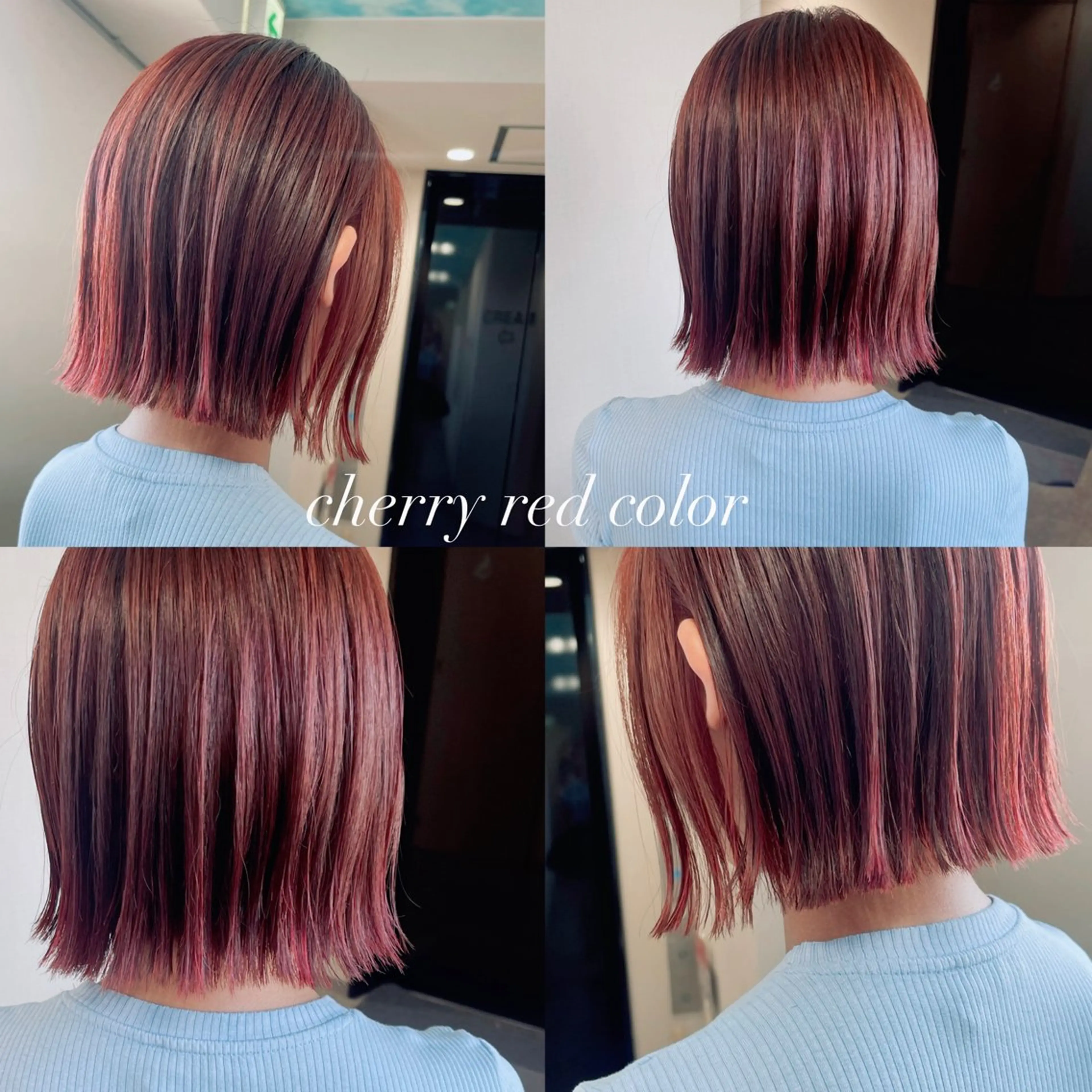 ショート カラー ボルドーカラー カット ヘアカラー 松井那津子 /ハイライトブリーチのヘアスタイル