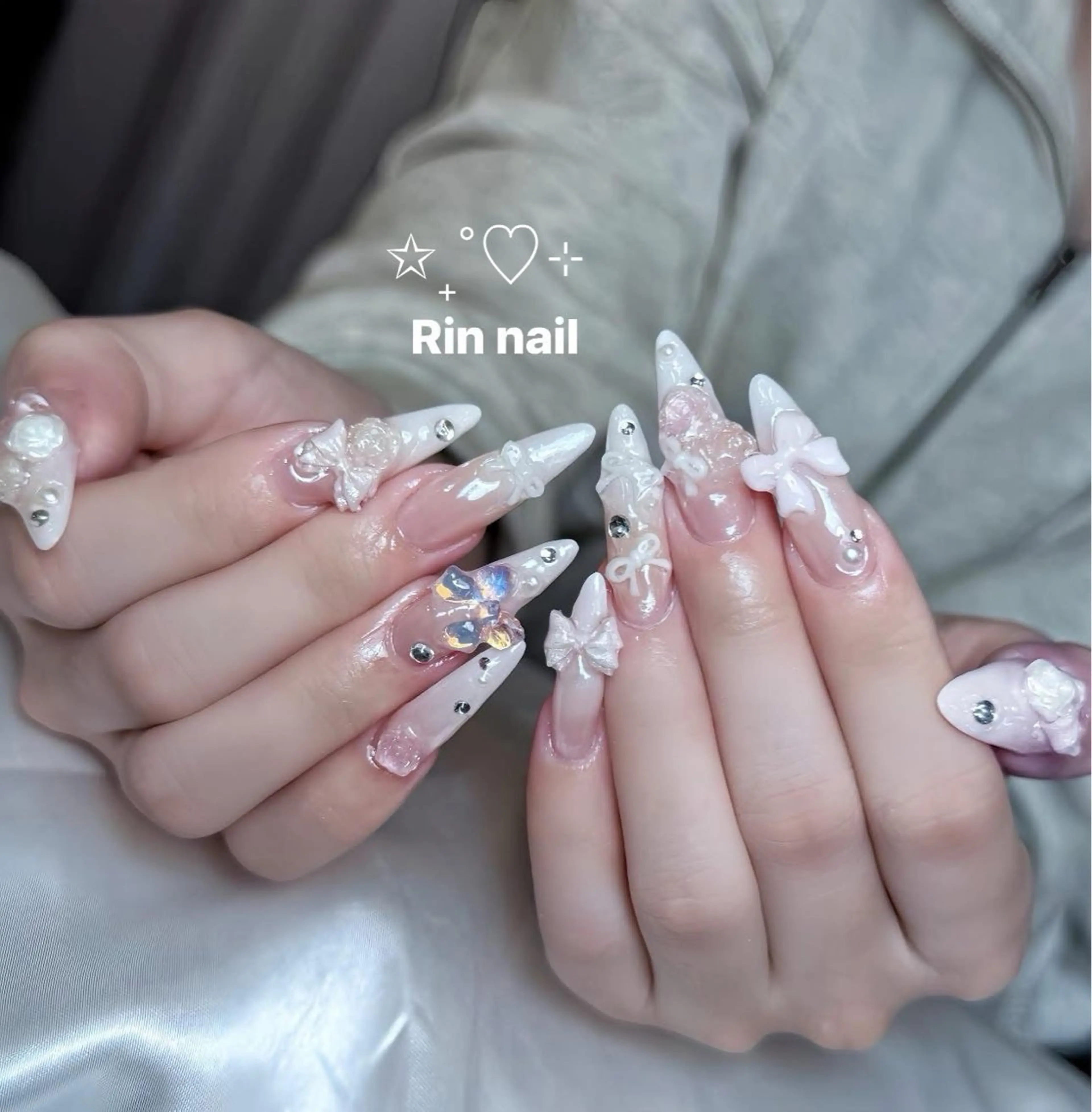 ネイル アートネイル ジェルネイル ロングネイル ニュアンスネイル スカルプネイル ハンドネイル Rin Nail 新大久保店のネイルデザイン