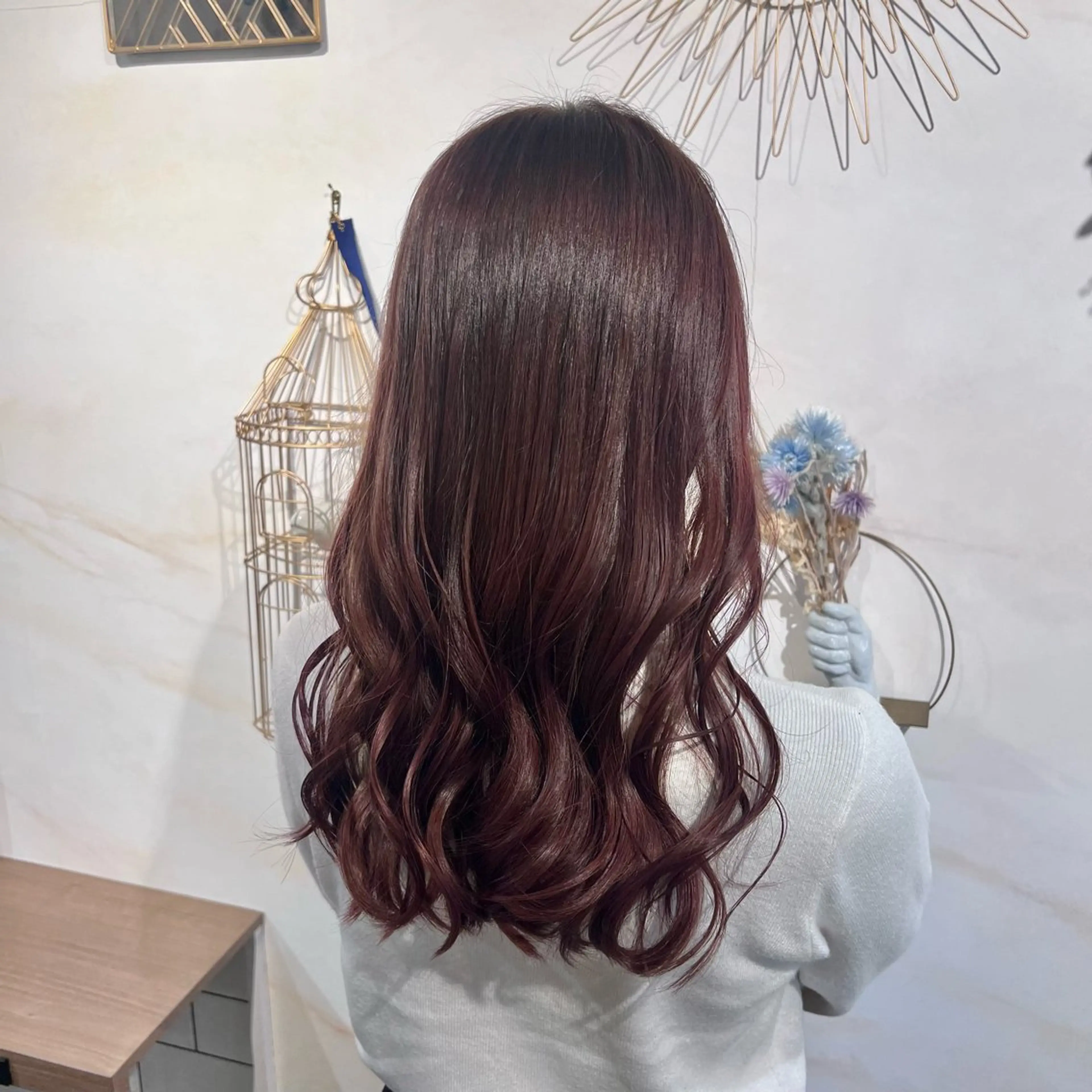 ロング カラー ブラウンカラー ピンクカラー ピンクブラウン 青田 明日海のヘアスタイル