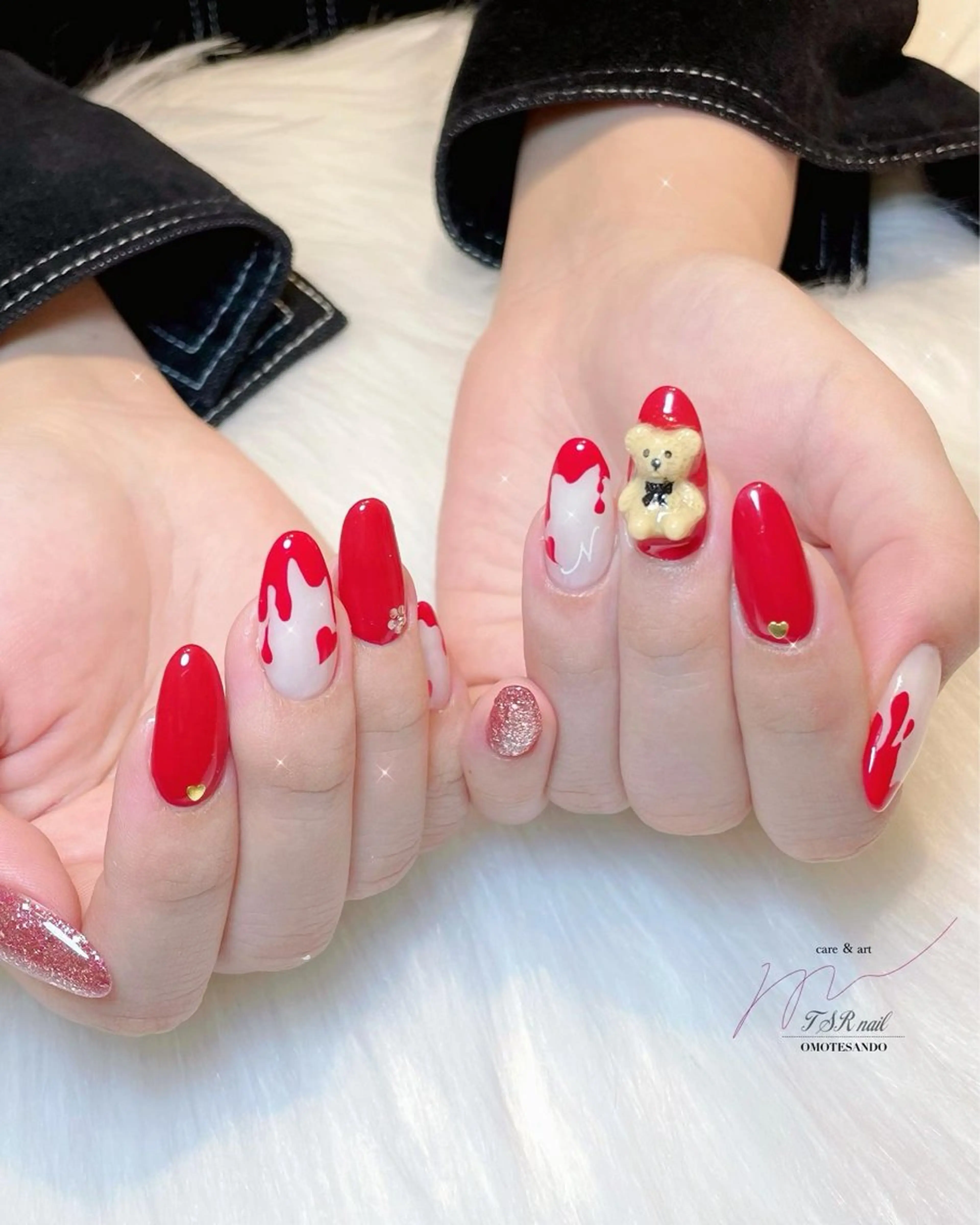 ネイル ロングネイル 赤色 冬ネイル ハンドネイル ハンドケア 爪咲 りり花のネイルデザイン