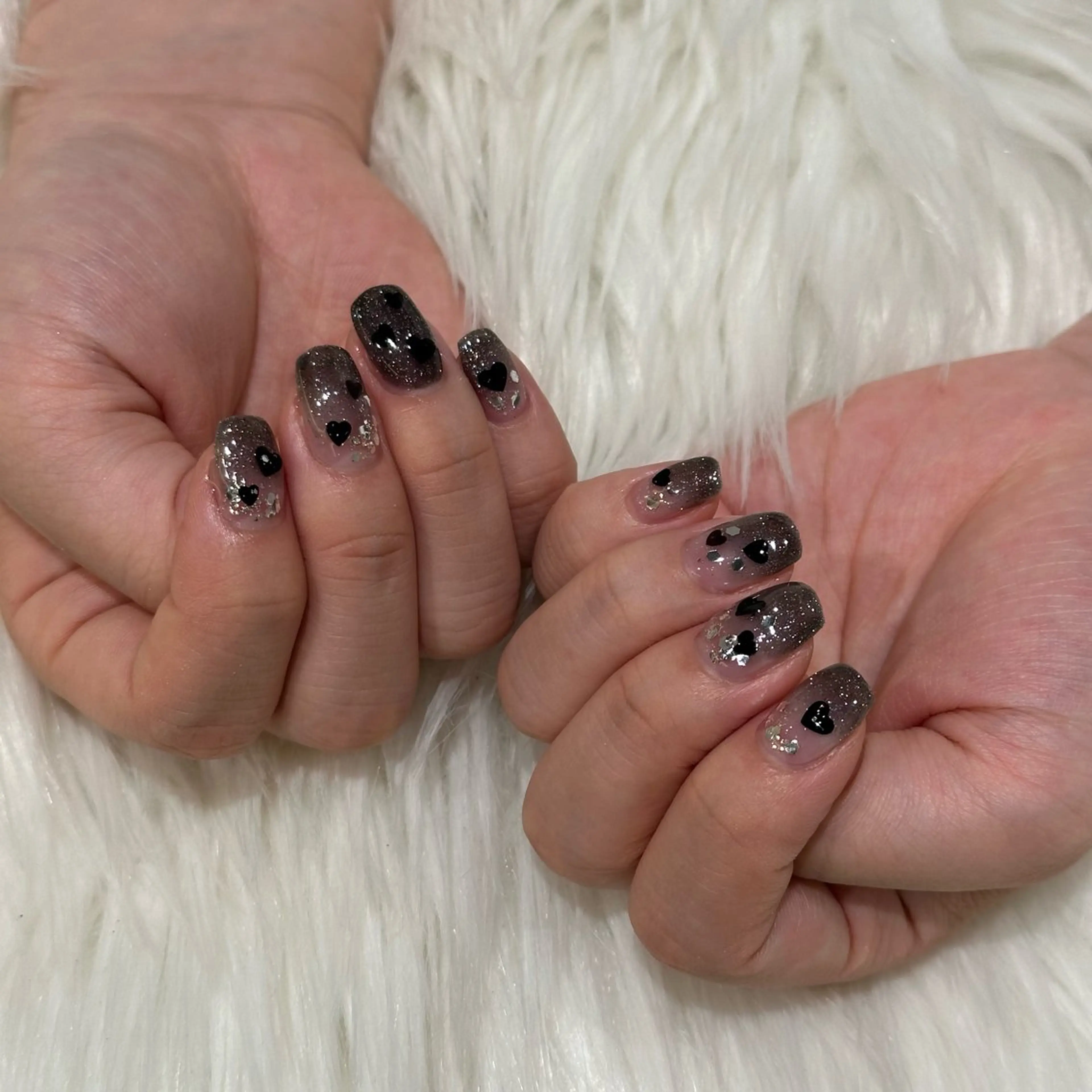 ネイル クリアネイル グラデーション ハート ホログラムネイル ラメ(グリッター) ハンドネイル Umezawa Minoriのマツエク・マツパデザイン