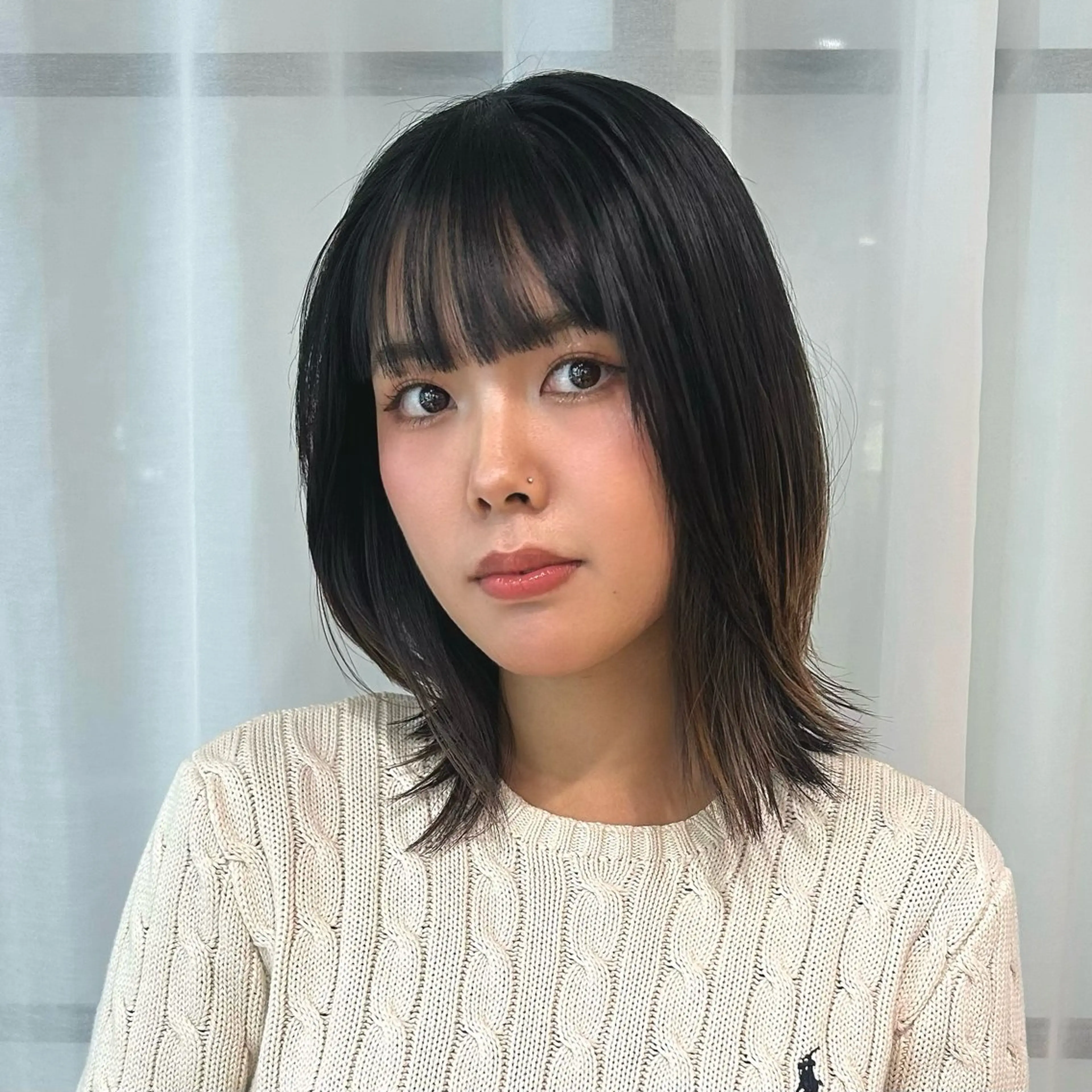 セミロング くびれヘア くびれレイヤー レイヤーカット カット ボブレイヤー/ ブリーチ/miyuuのヘアスタイル