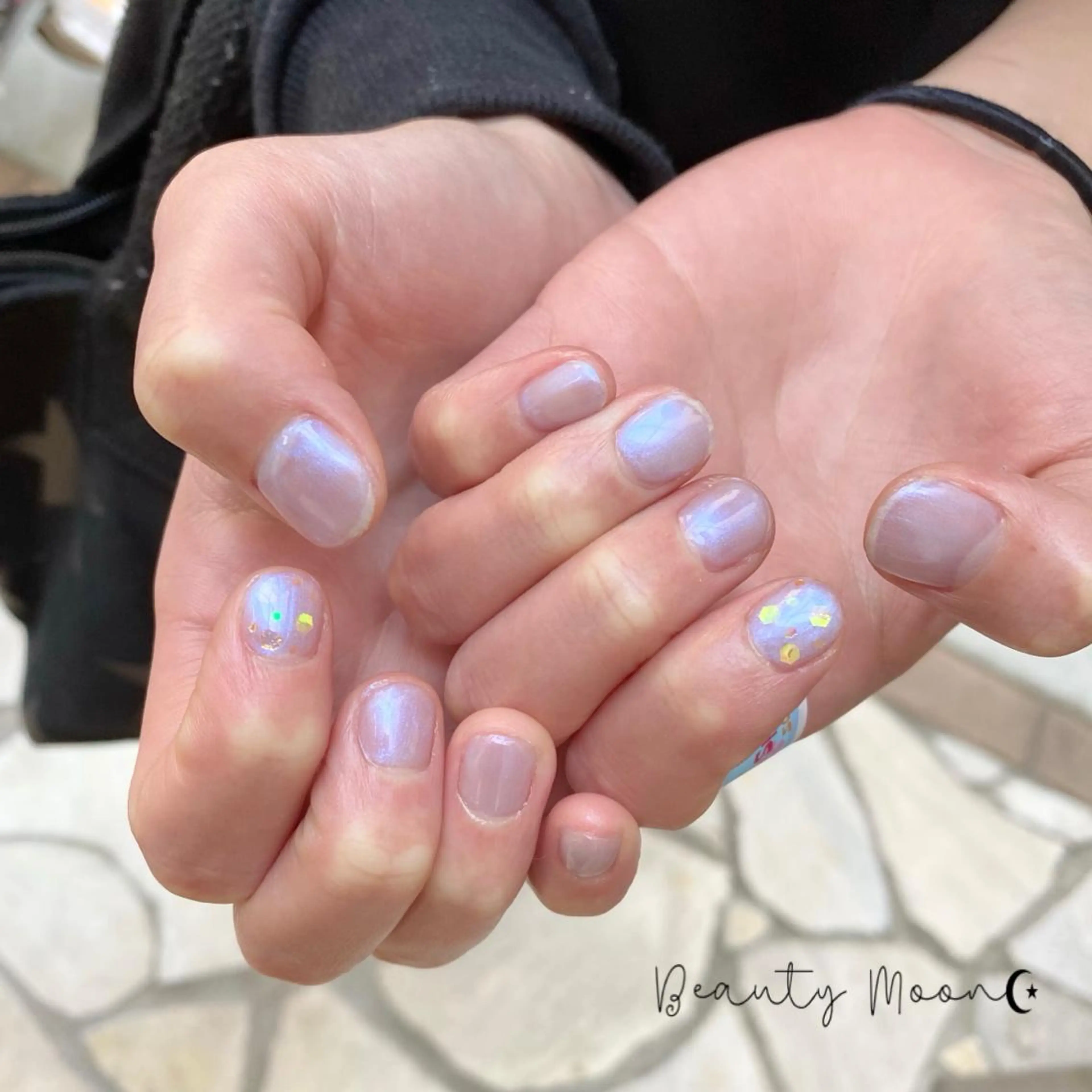 ネイル オーロラネイル ブルー beauty ☪︎moonのネイルデザイン
