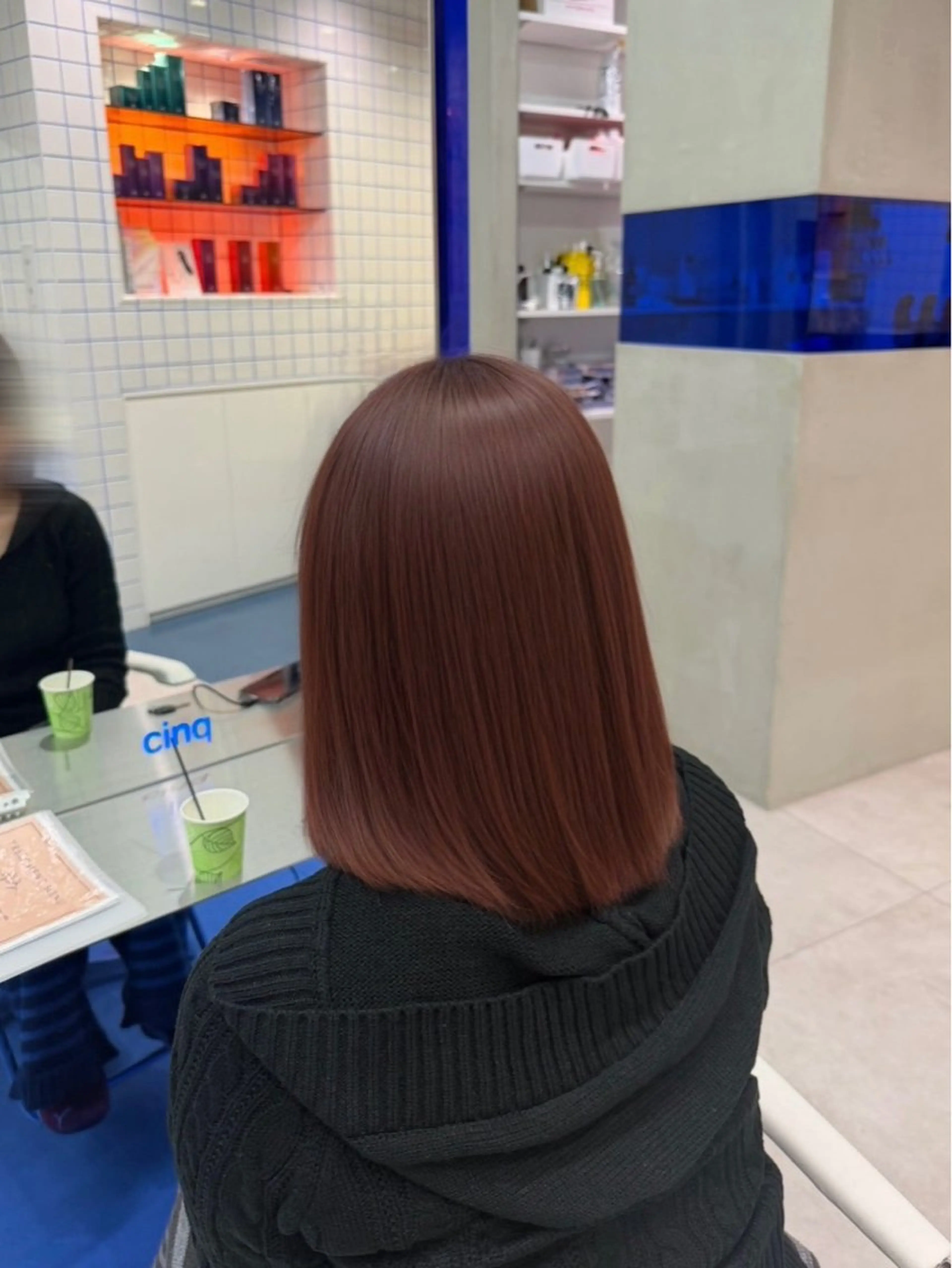 ミディアム カラー ブラウンカラー ヘアカラー つやつやブラウンカラ ーあすかのヘアスタイル