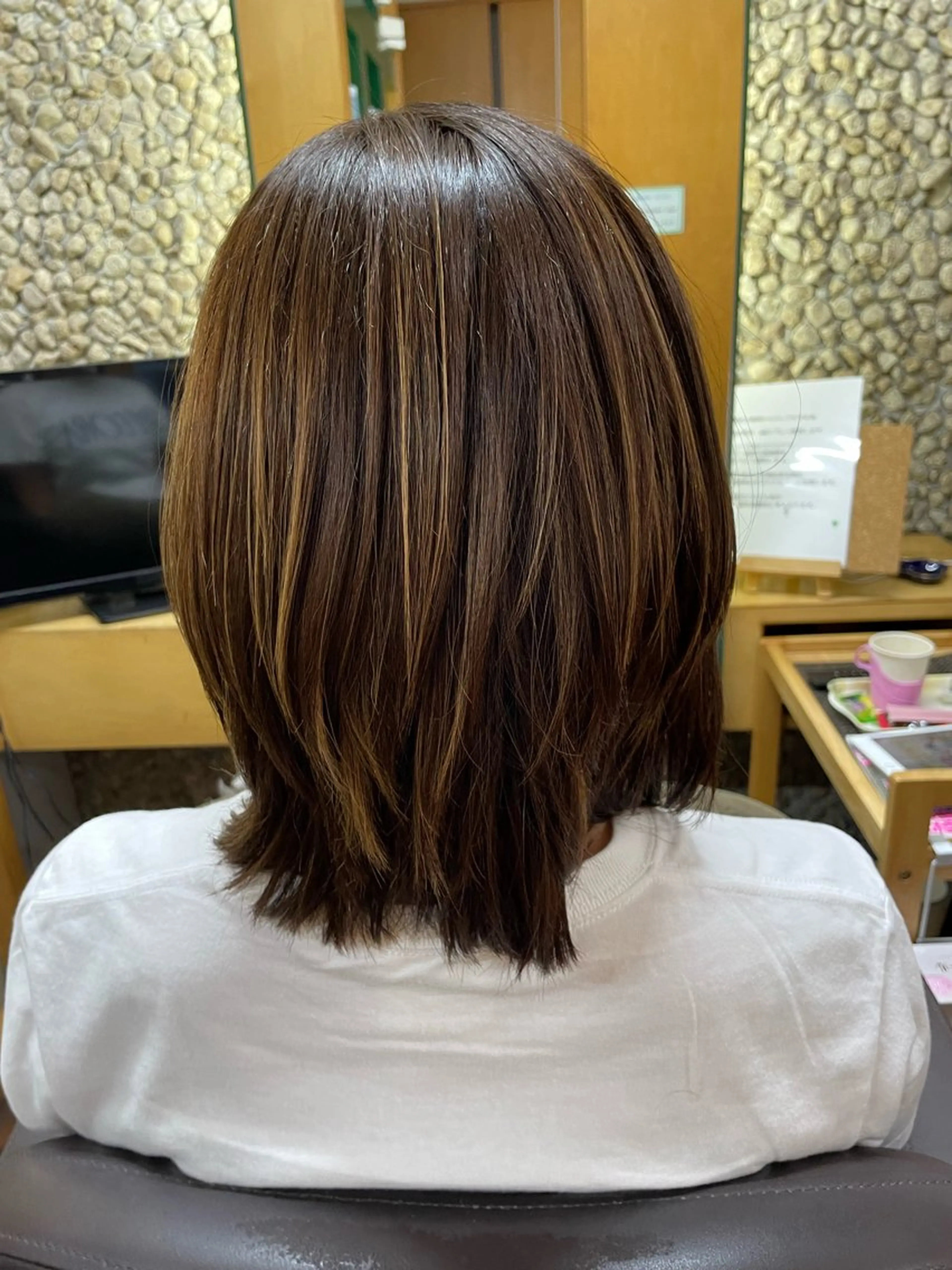 セミロング カラー ハイライトカラー ハイライト katae sayoriのヘアスタイル