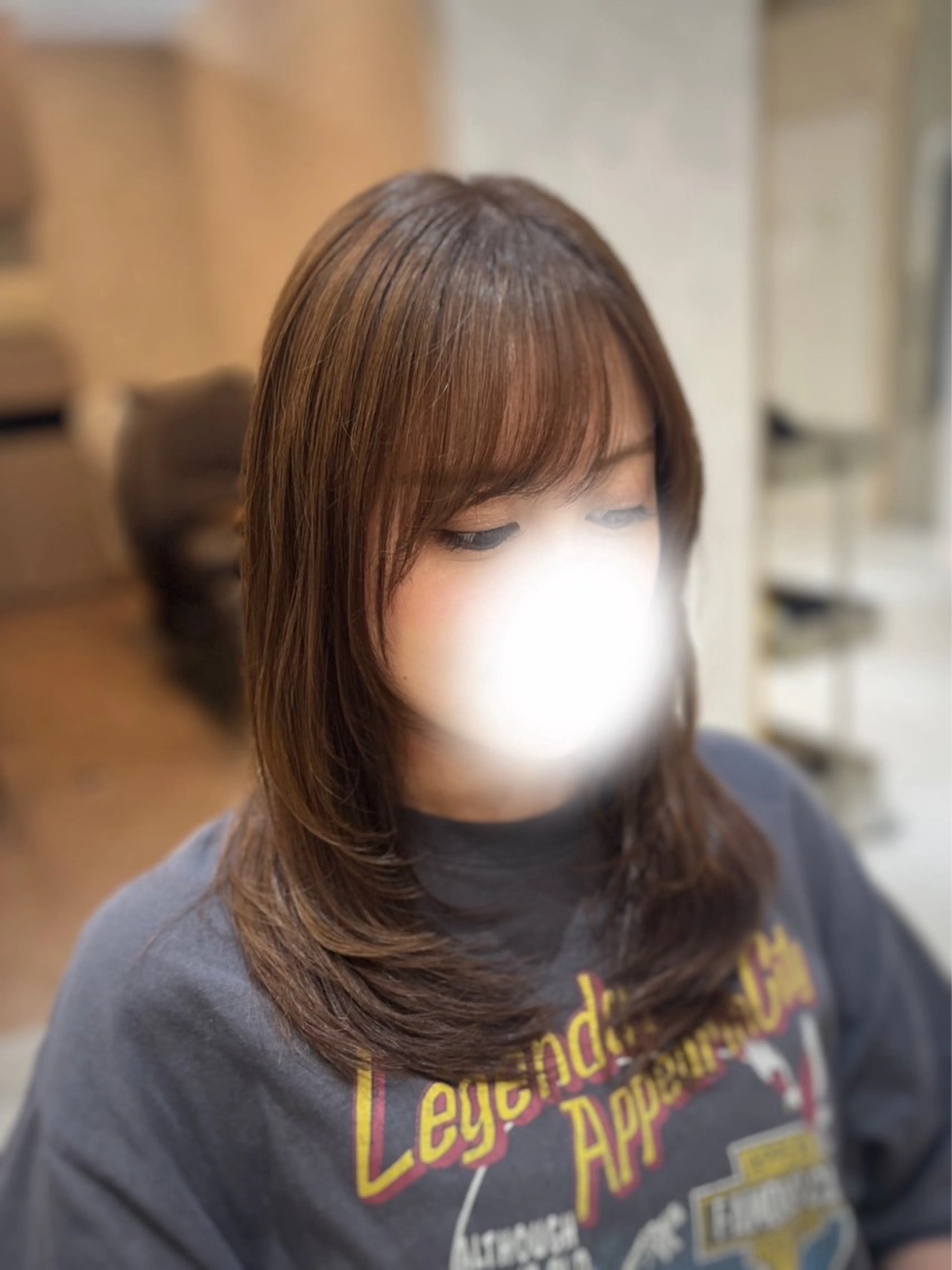 ミディアム カット ヘアカラー トリートメント Zina博多/ボブ 顔周りKEIKOのヘアスタイル