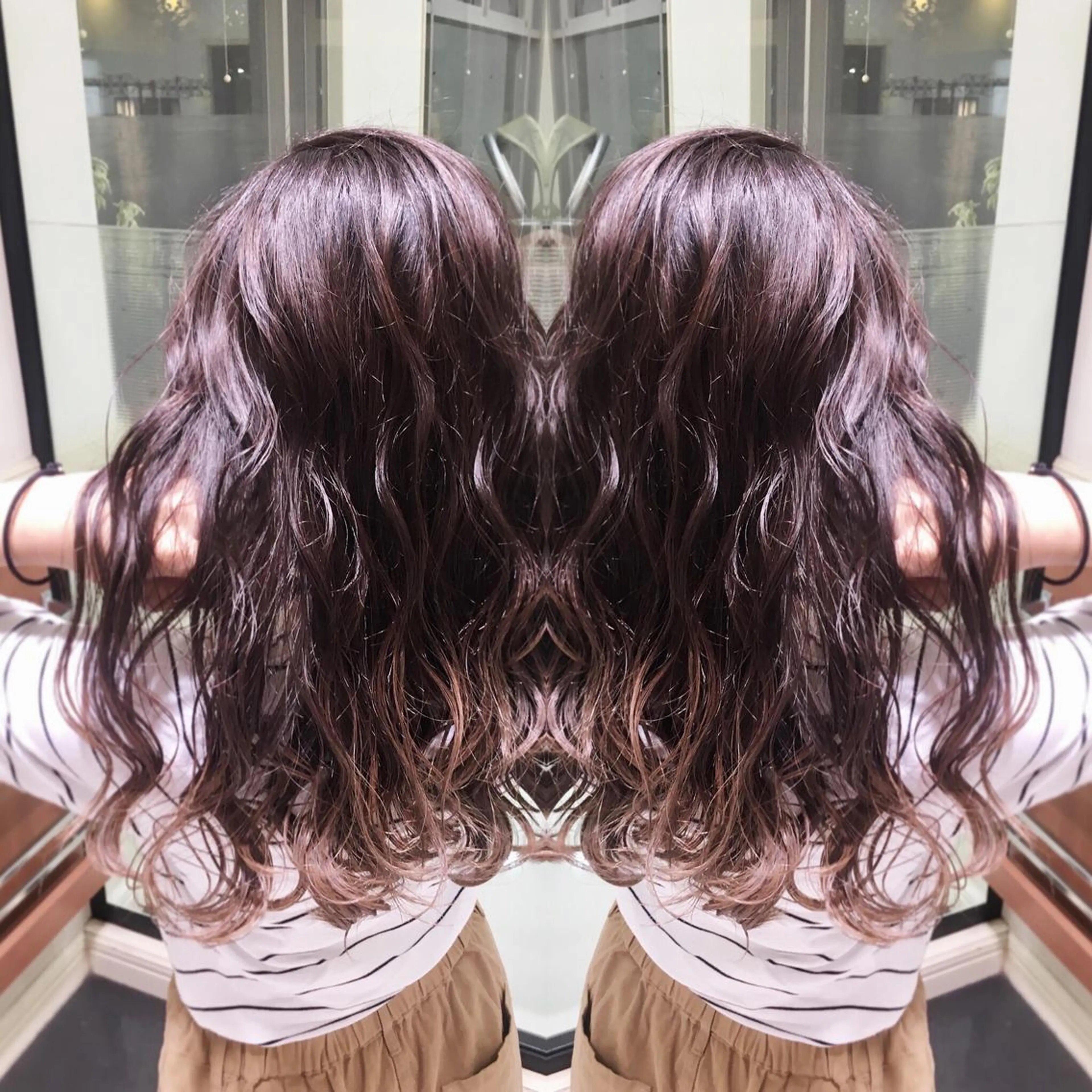 ロング カラー グレージュ ハイライトカラー ハイライト カット ヘアカラー ブリーチ/バレイヤ ージュ川端裕司のヘアスタイル