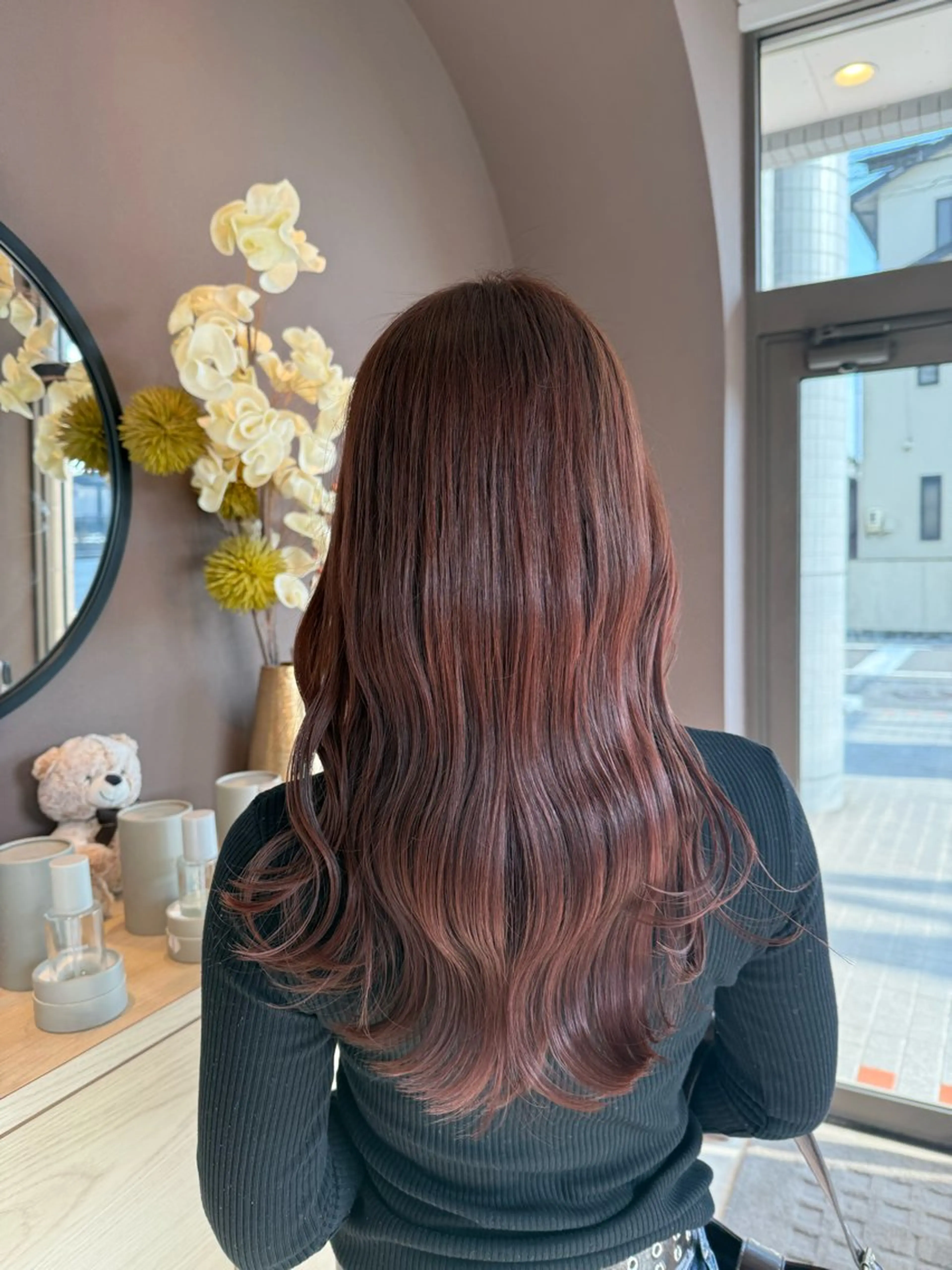 ロング ピンクブラウン カット ヘアカラー トリートメント Lien.AKI 透明感カラー🤍のヘアスタイル