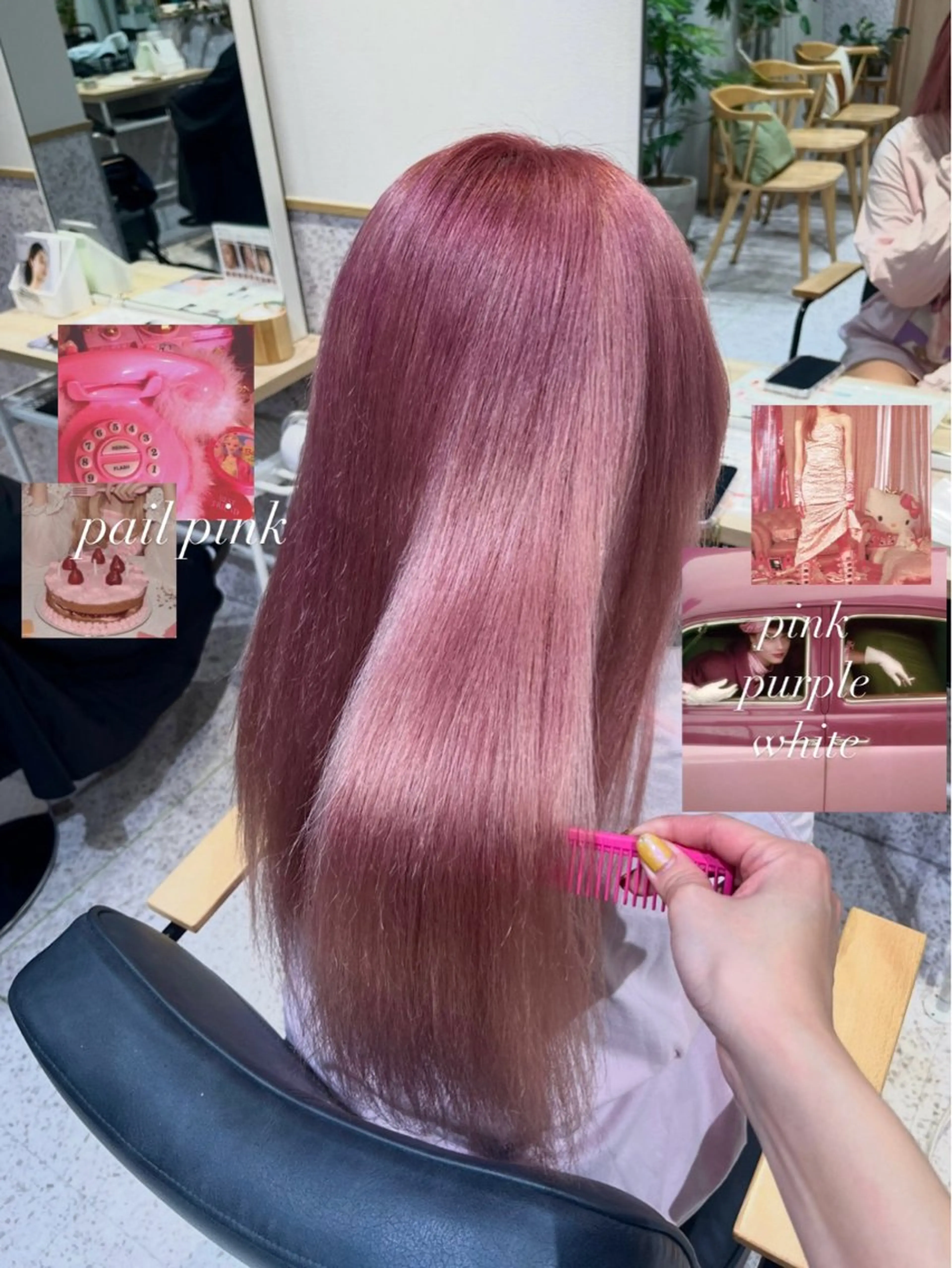 ロング カラー ブリーチ ダブルカラー ピンクカラー ホワイトピンク 顔周りカット ヘアカラー トリートメント 髪質改善&艶カラー/ ほんだあみ (♡)のヘアスタイル