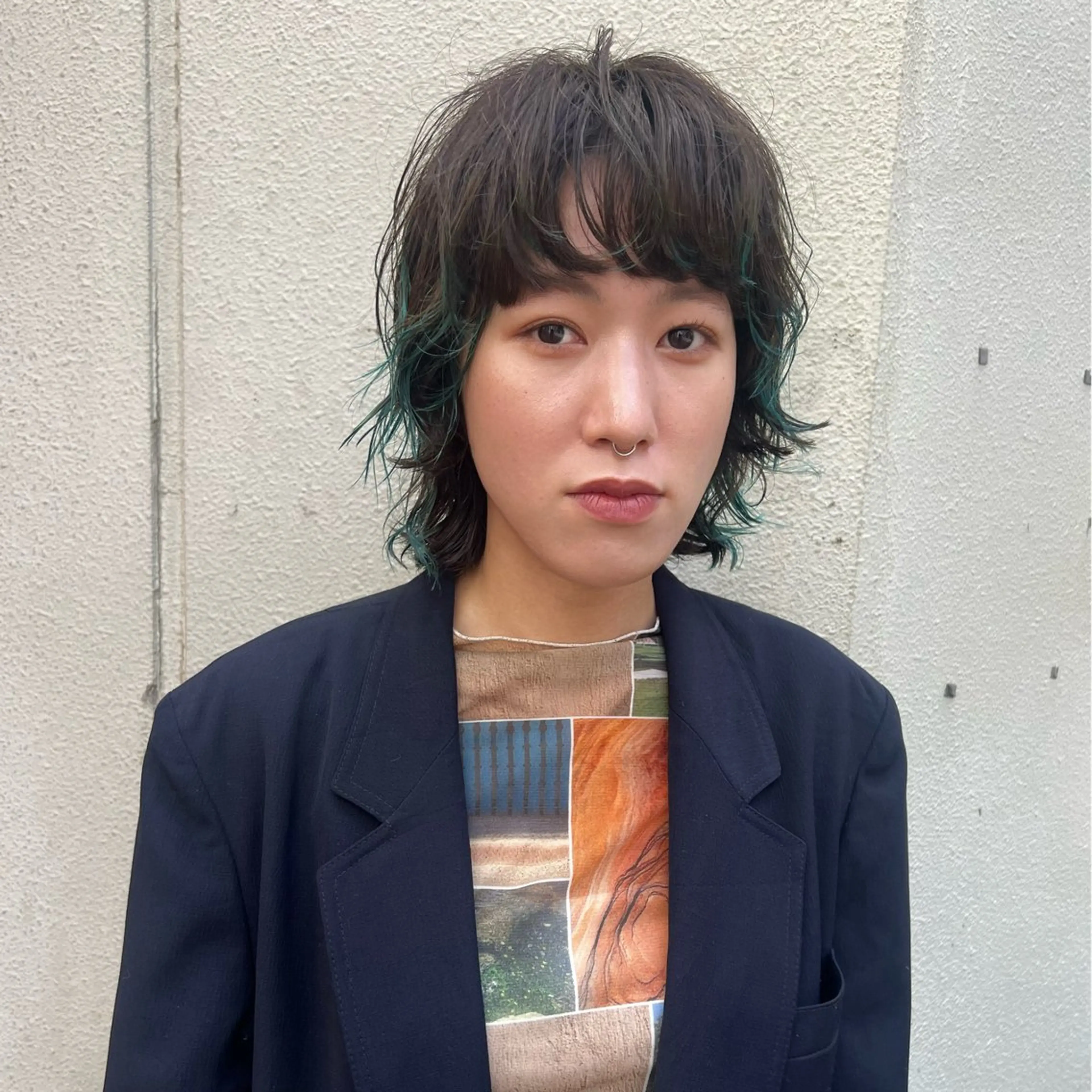 ショート カラー ブリーチ エメラルドグリーン 池田 充のヘアスタイル