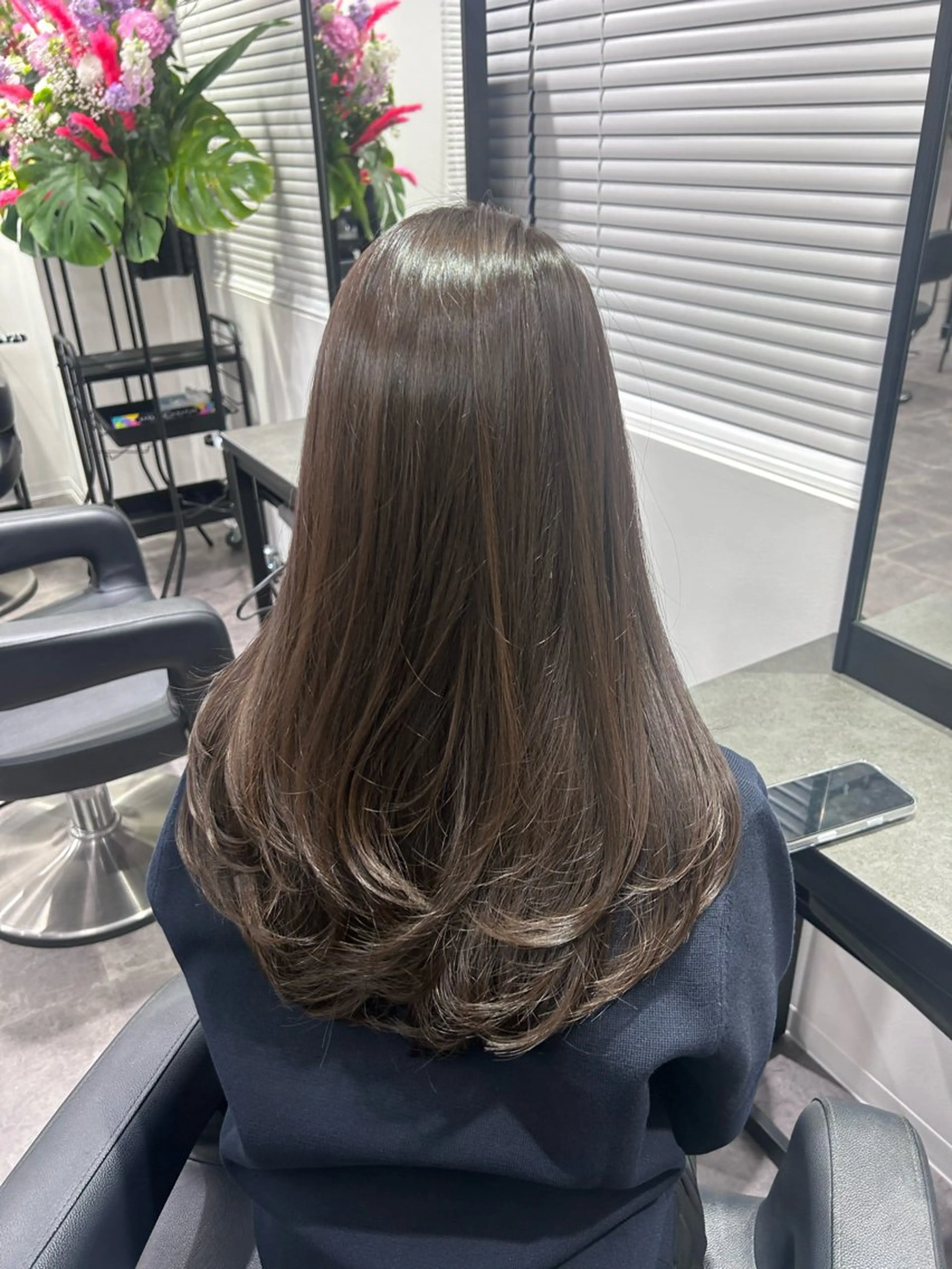 ロング カラー パーマ ヘアアレンジ メンズ キッズ ブリーチなしカラー/ ブラウン/レイヤーのヘアスタイル