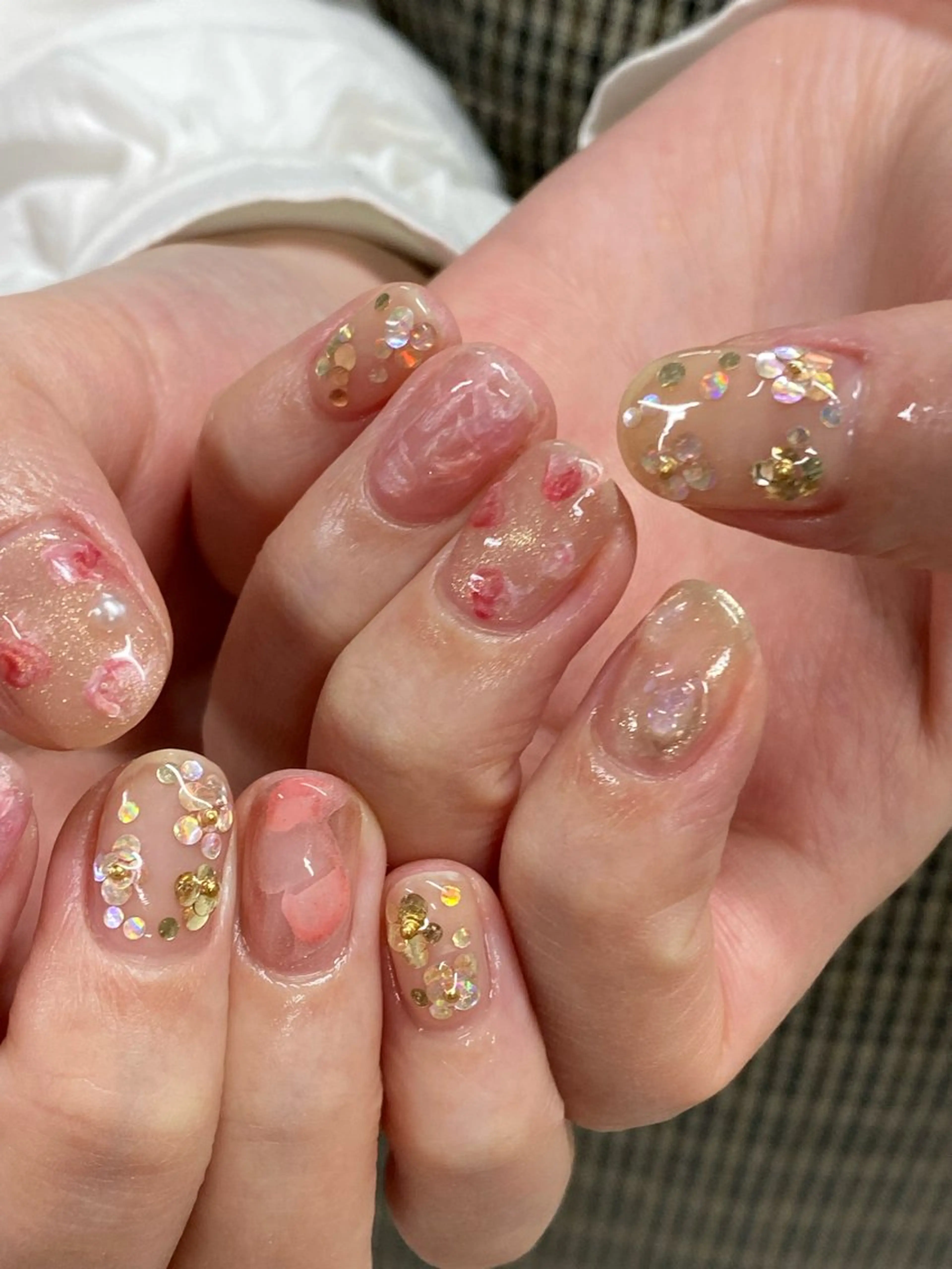 ネイル 成人式 フラッシュネイル フレンチネイル ジェルネイル 卒業式 ハンドネイル 草加ニュアンスネイル 🌚hersのネイルデザイン