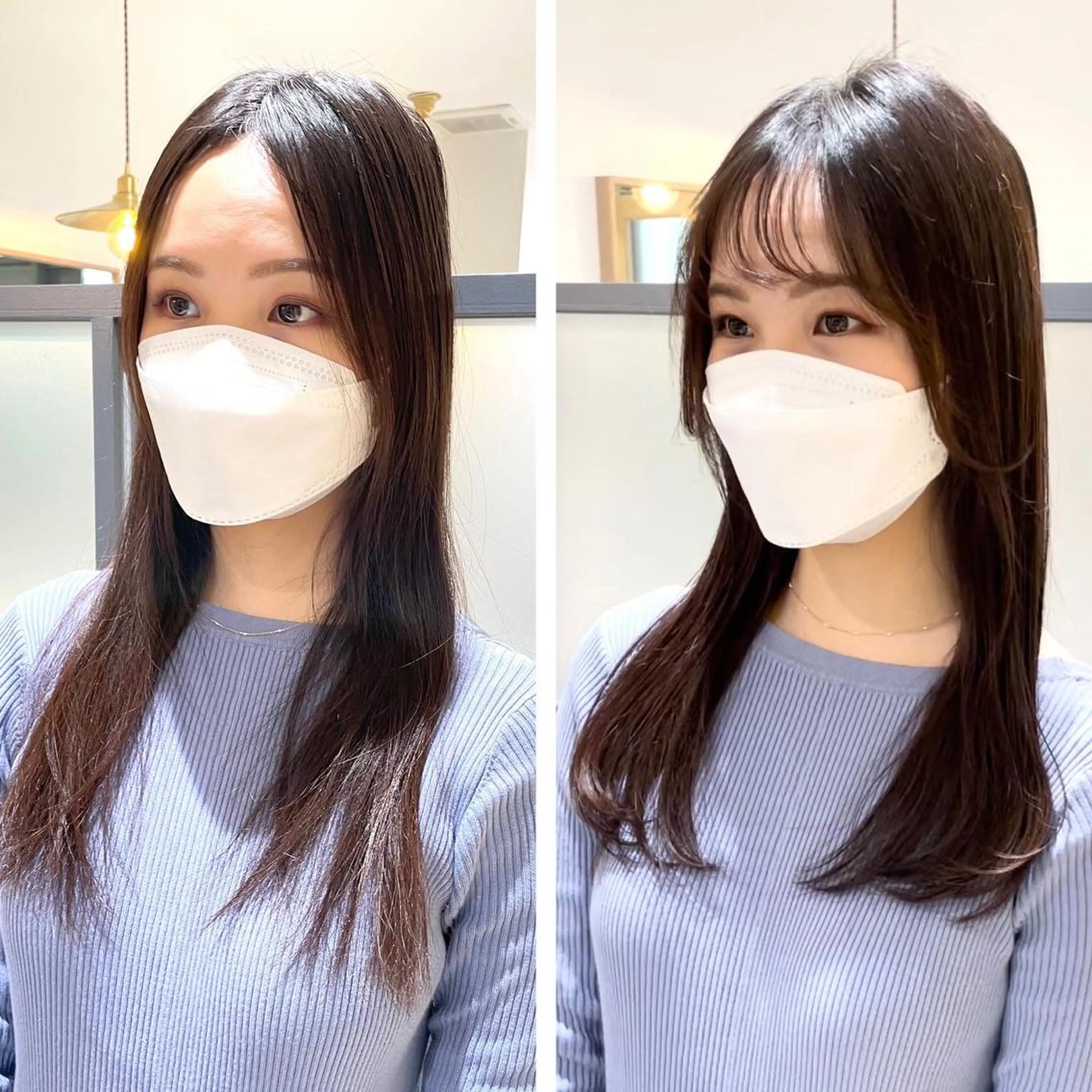 ロング ハイライト 髪質改善 ロング 小顔カット 縮毛矯正 宮澤  タケル ミディアムヘアのヘアスタイル