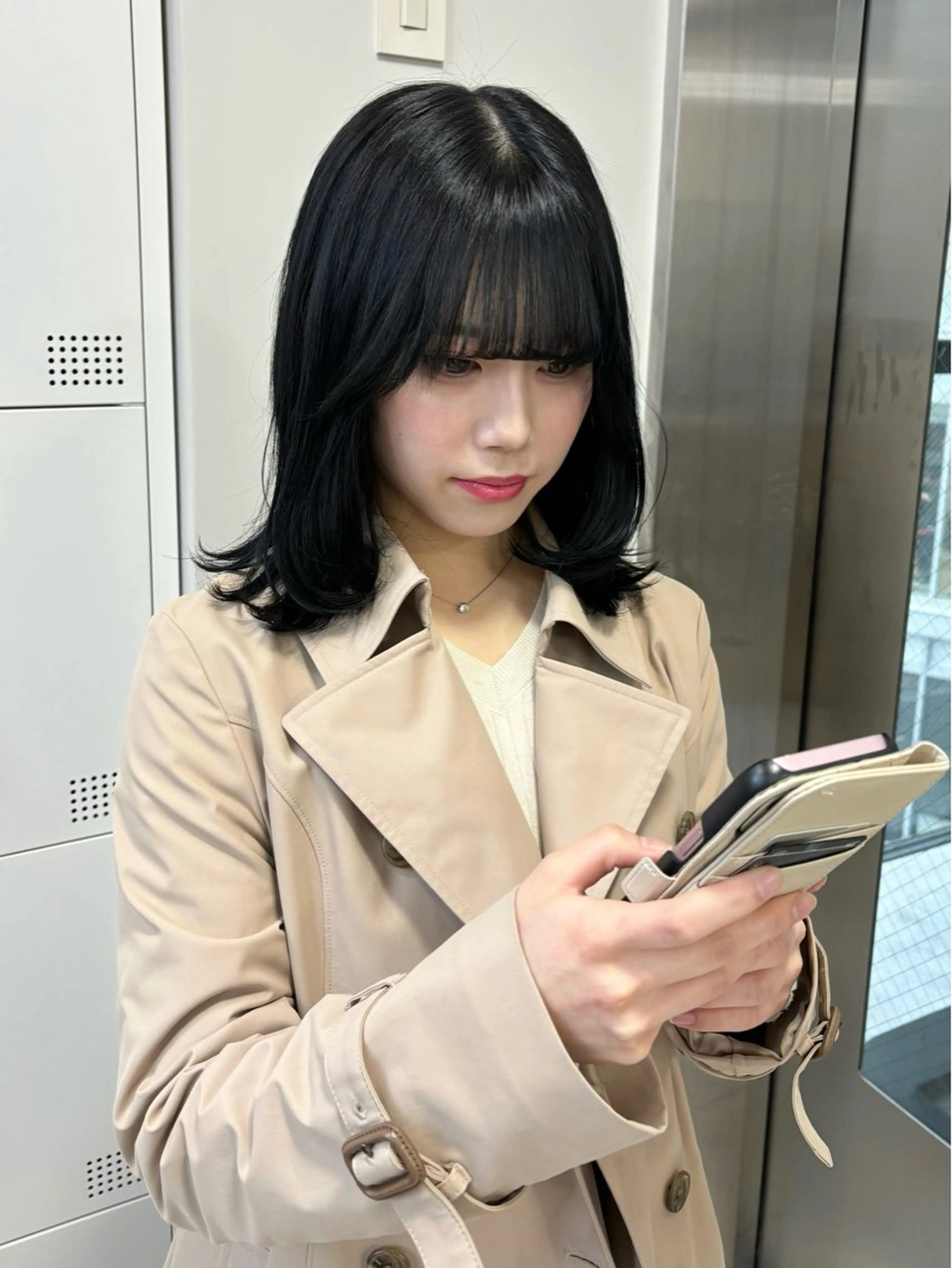 ロング カラー 黒髪 ブルーカラー ブルーブラック レイヤーカット 縮毛矯正 カット ヘアカラー 韓国レイヤー/ 縮毛矯正🎀minaのヘアスタイル