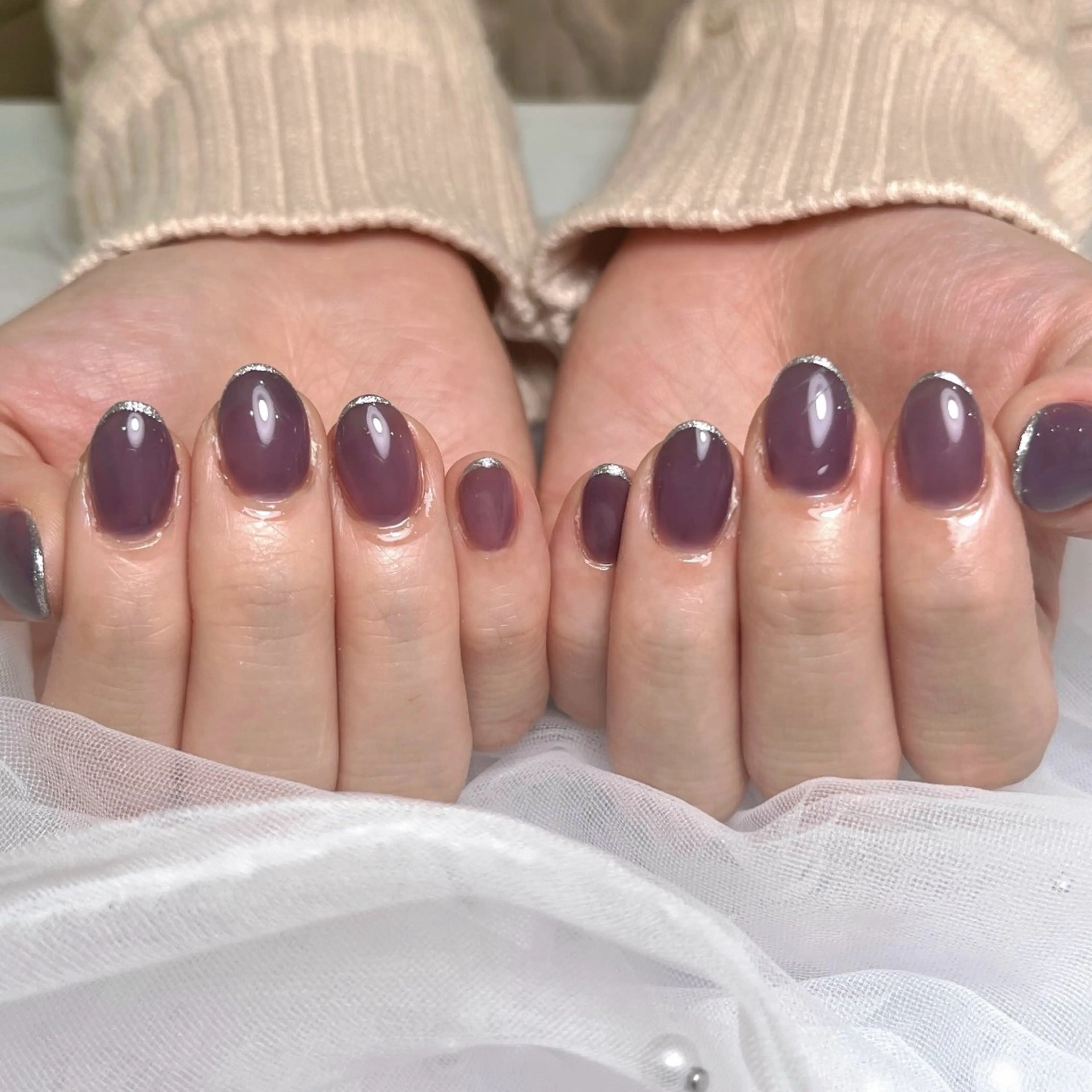 ネイル ラメ(グリッター) パープル エルバイノリコ加藤 パラジェル取り扱い店のネイルデザイン