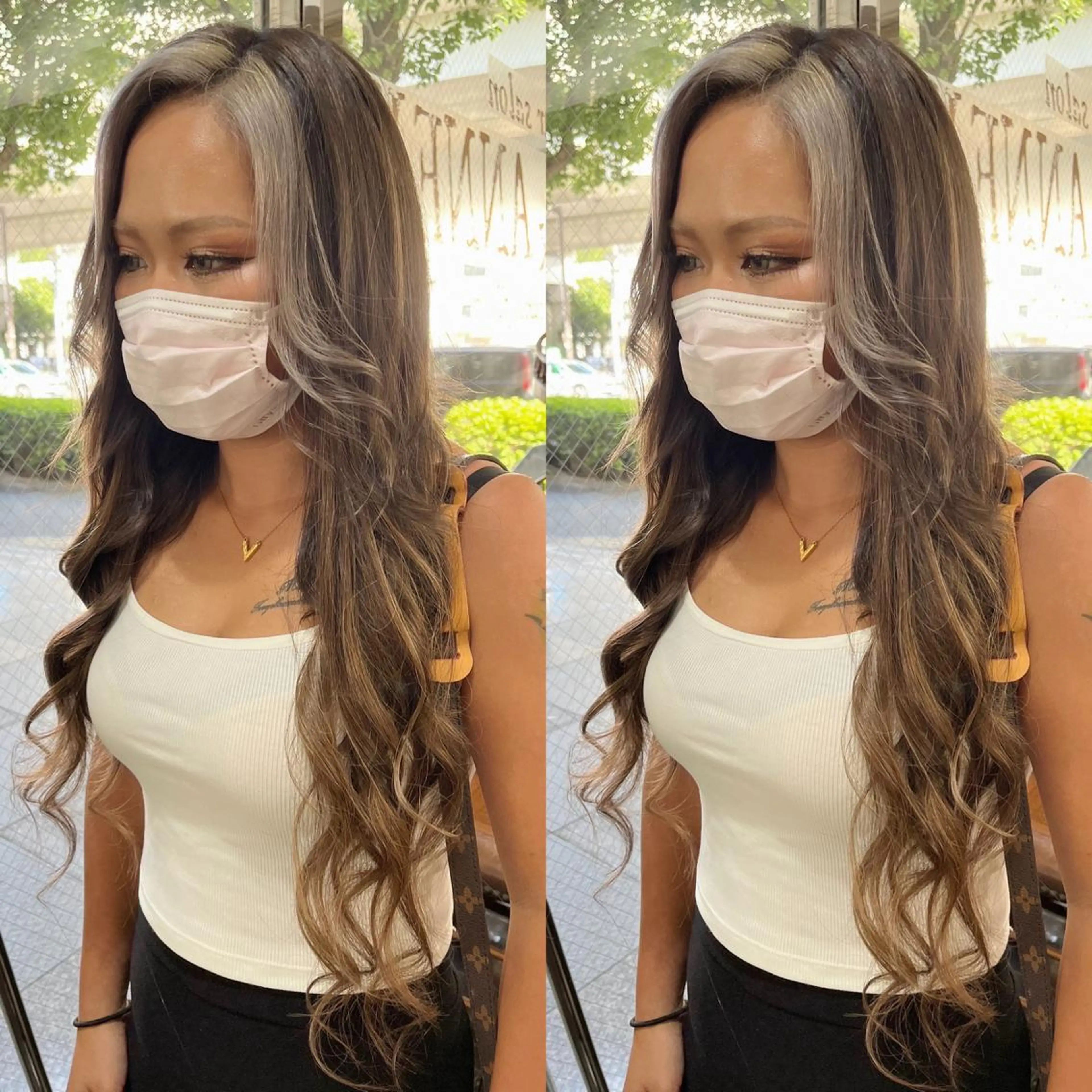 ロング カラー モモカ/ハイトーン /バレイヤージュのヘアスタイル