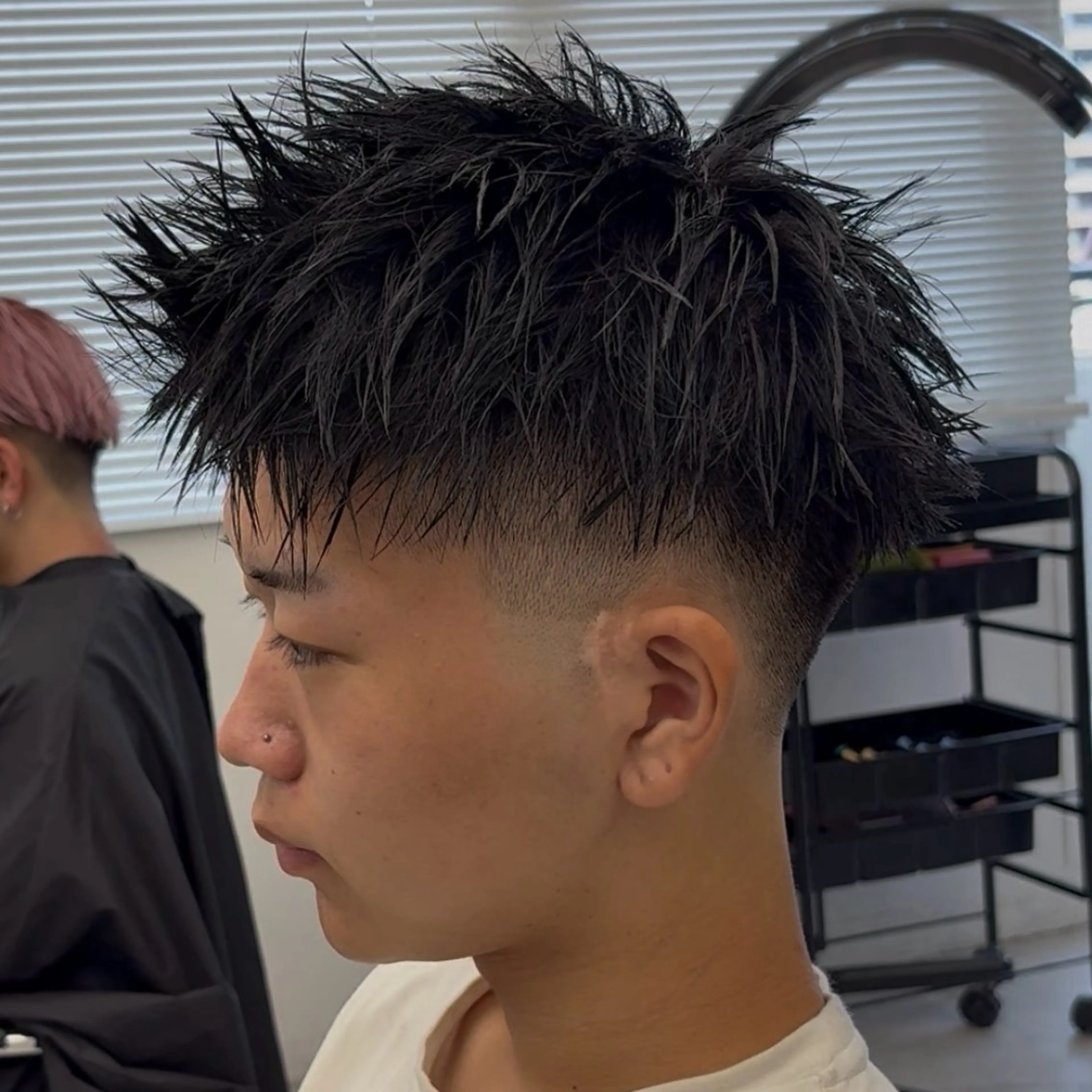 パーマ メンズ カット トリートメント ヘアセット 💋ホワイトメッシュ /パーマ/メンズ💋のヘアスタイル