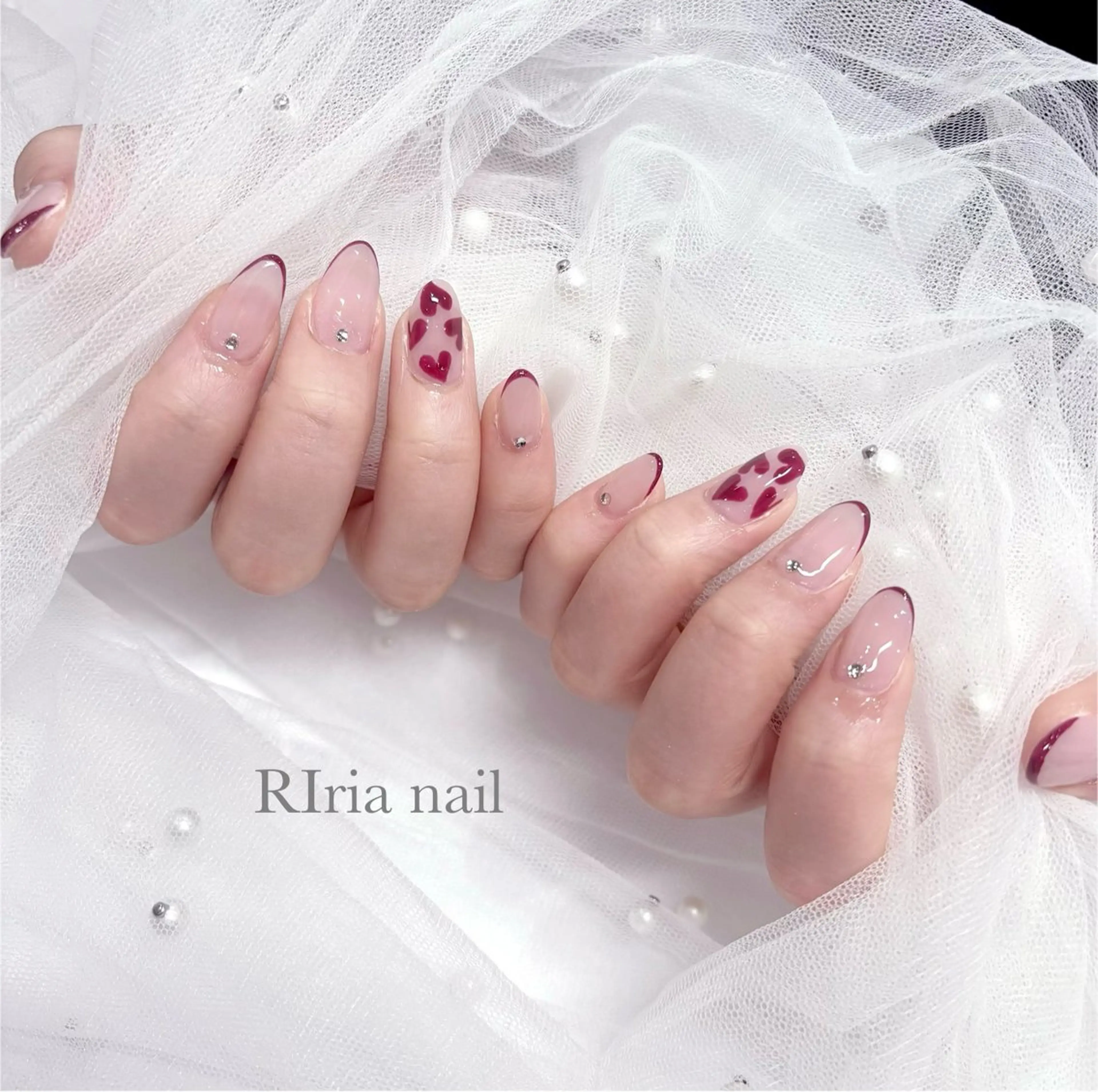 ネイル アートネイル ハート バレンタイン ハンドネイル 🎀RIRia nail🎀のネイルデザイン