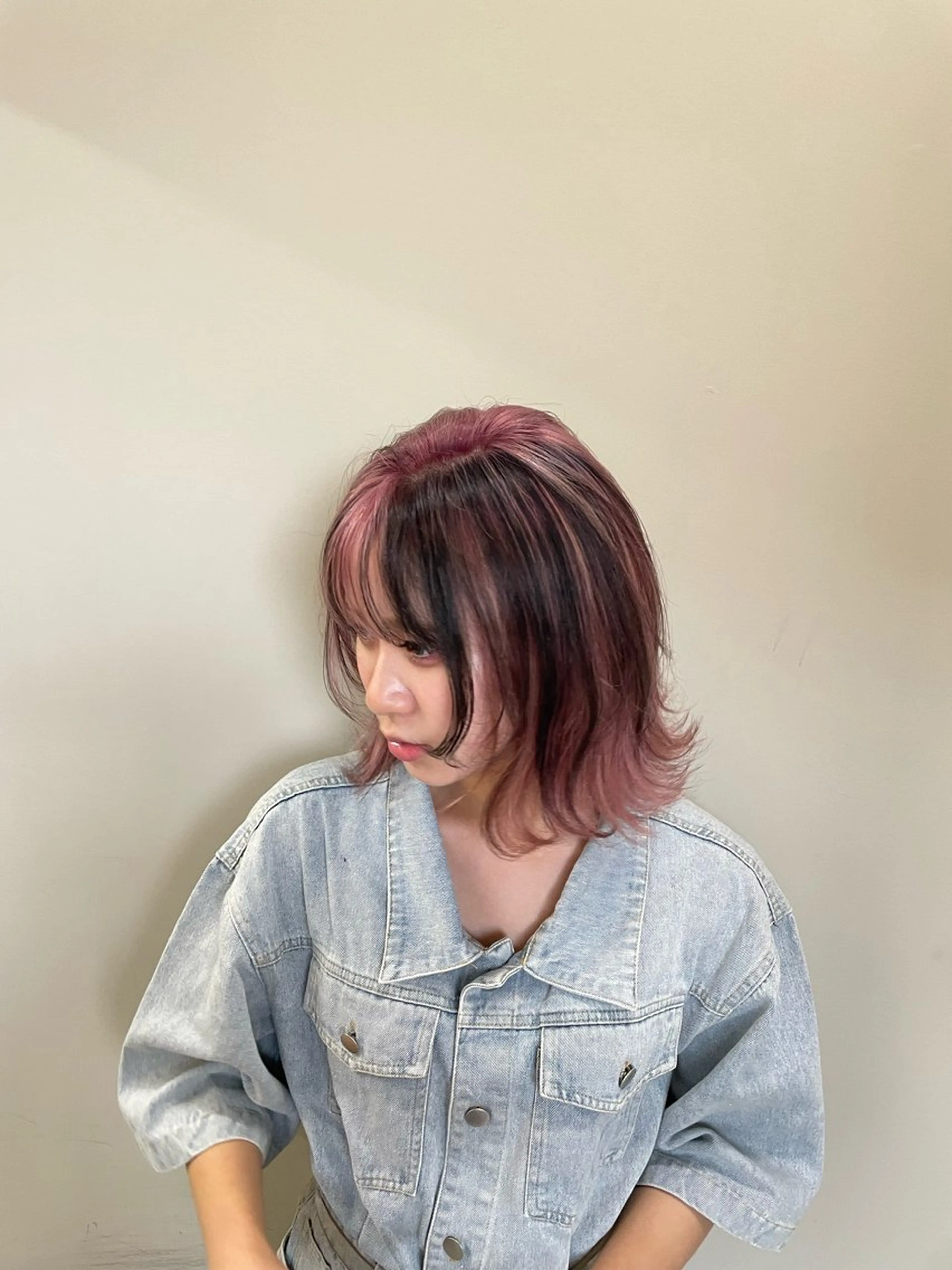 ミディアム カラー ピンクカラー 田川 聖菜のヘアスタイル