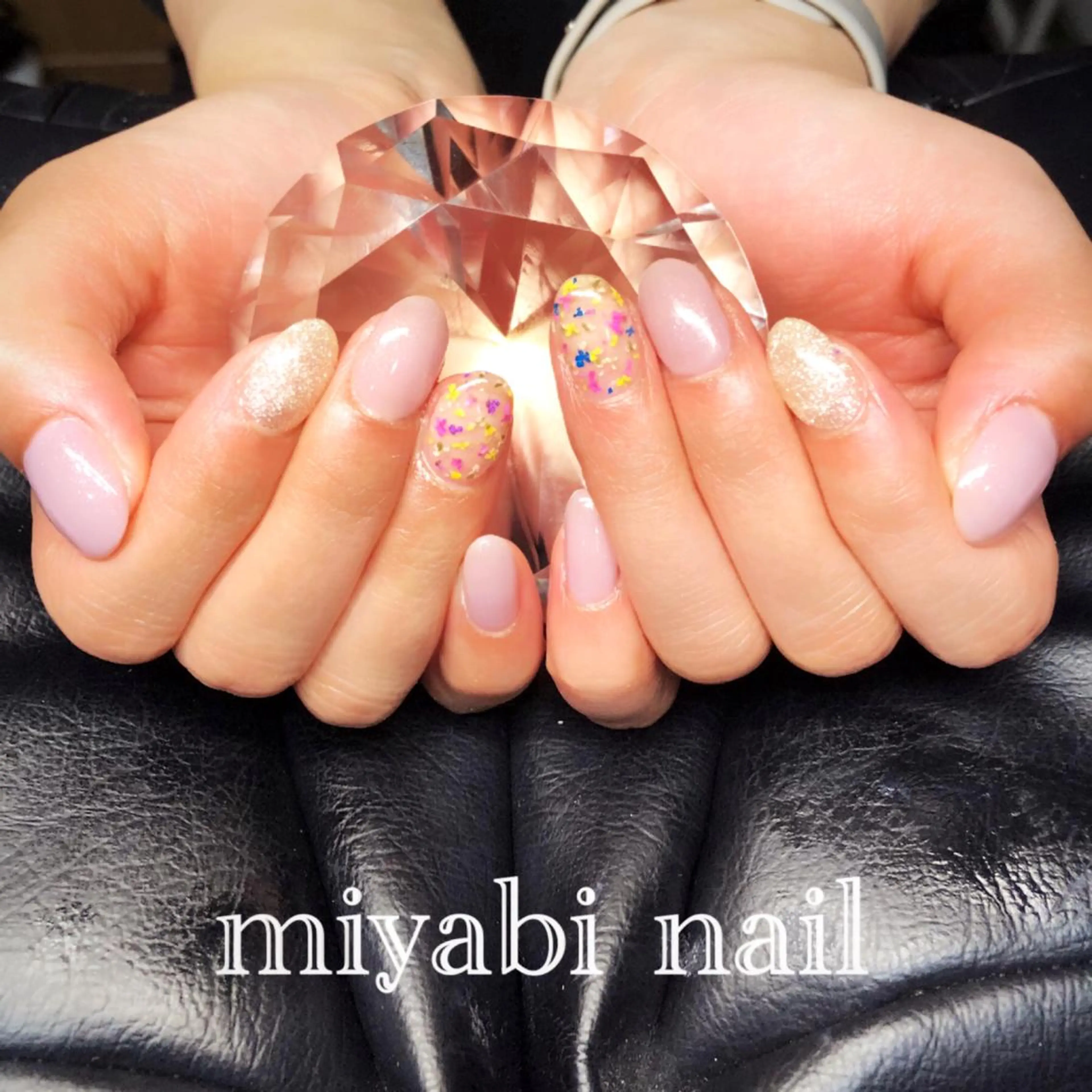 ネイル アートネイル ジェルネイル 持ち込み ピンク 春ネイル ハンドネイル miyabi nail 桂川駅近くのネイルデザイン