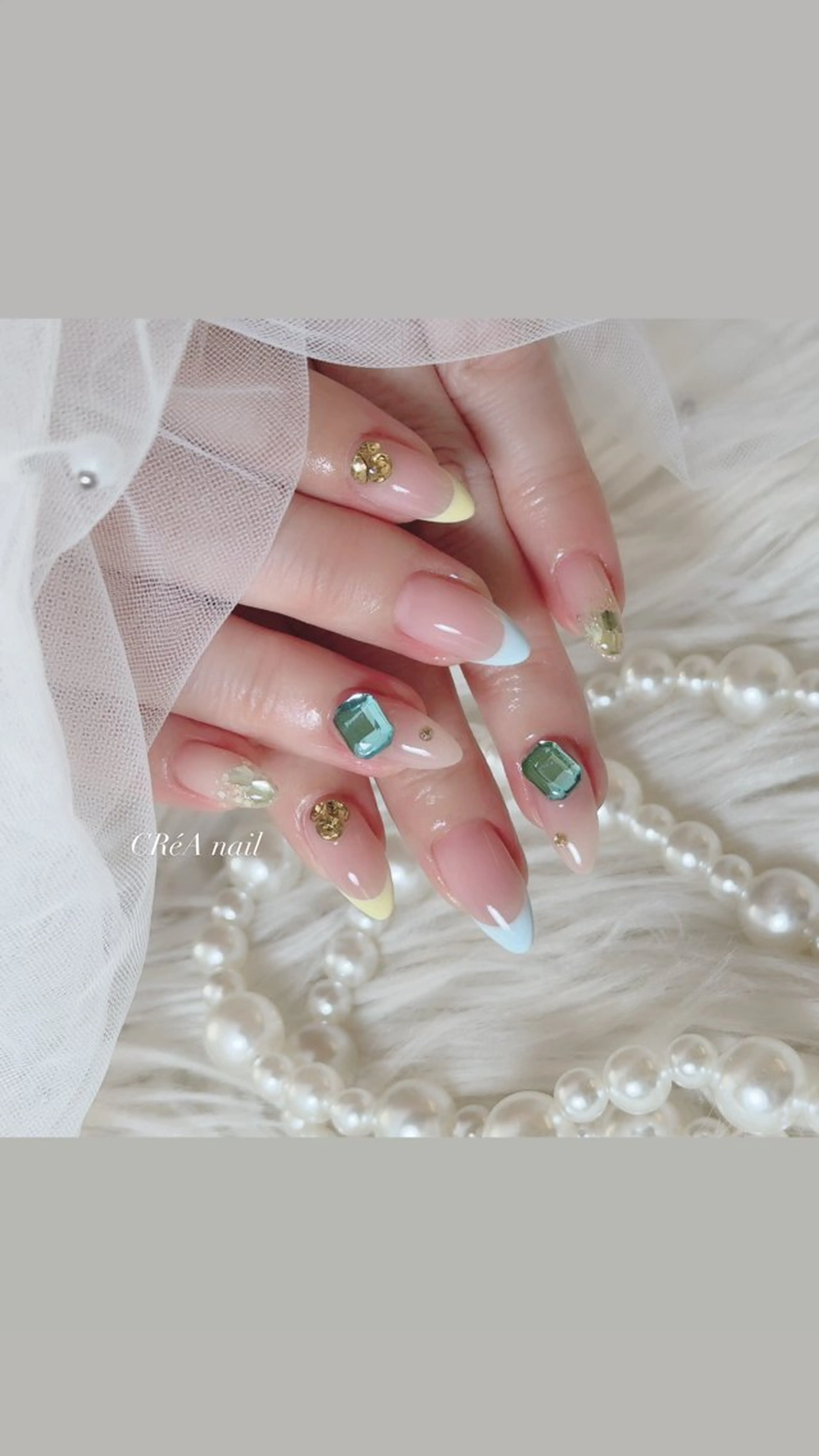 ネイル アートネイル フレンチネイル ワンホンネイル ハンドネイル CRéA nail Jr.のネイルデザイン