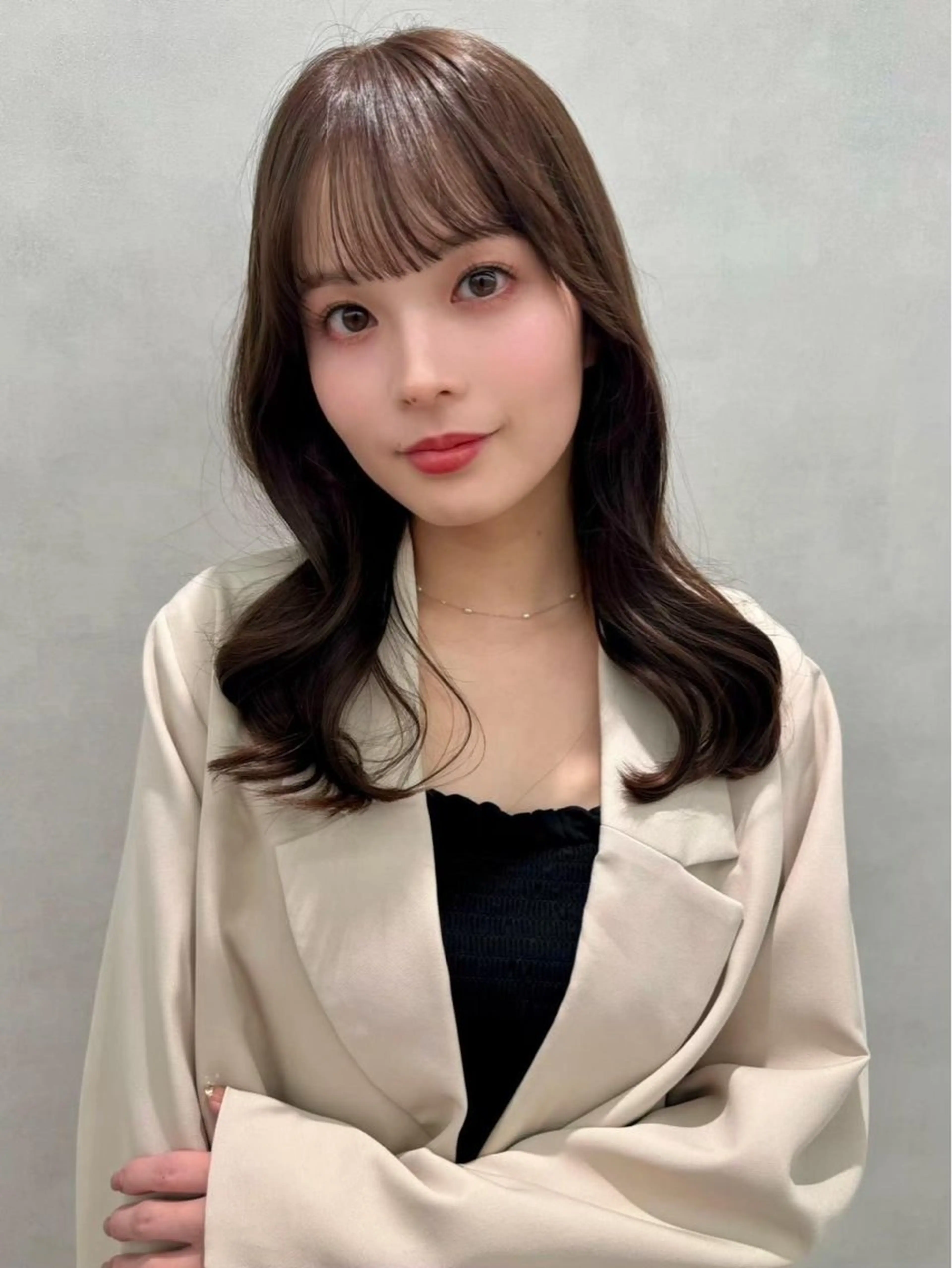 セミロング カラー ヘアアレンジ ヘアカラー トリートメント ヘアセット 透明感カラー/巻き髪 🤍あすみ‎‎‎🤍のヘアスタイル