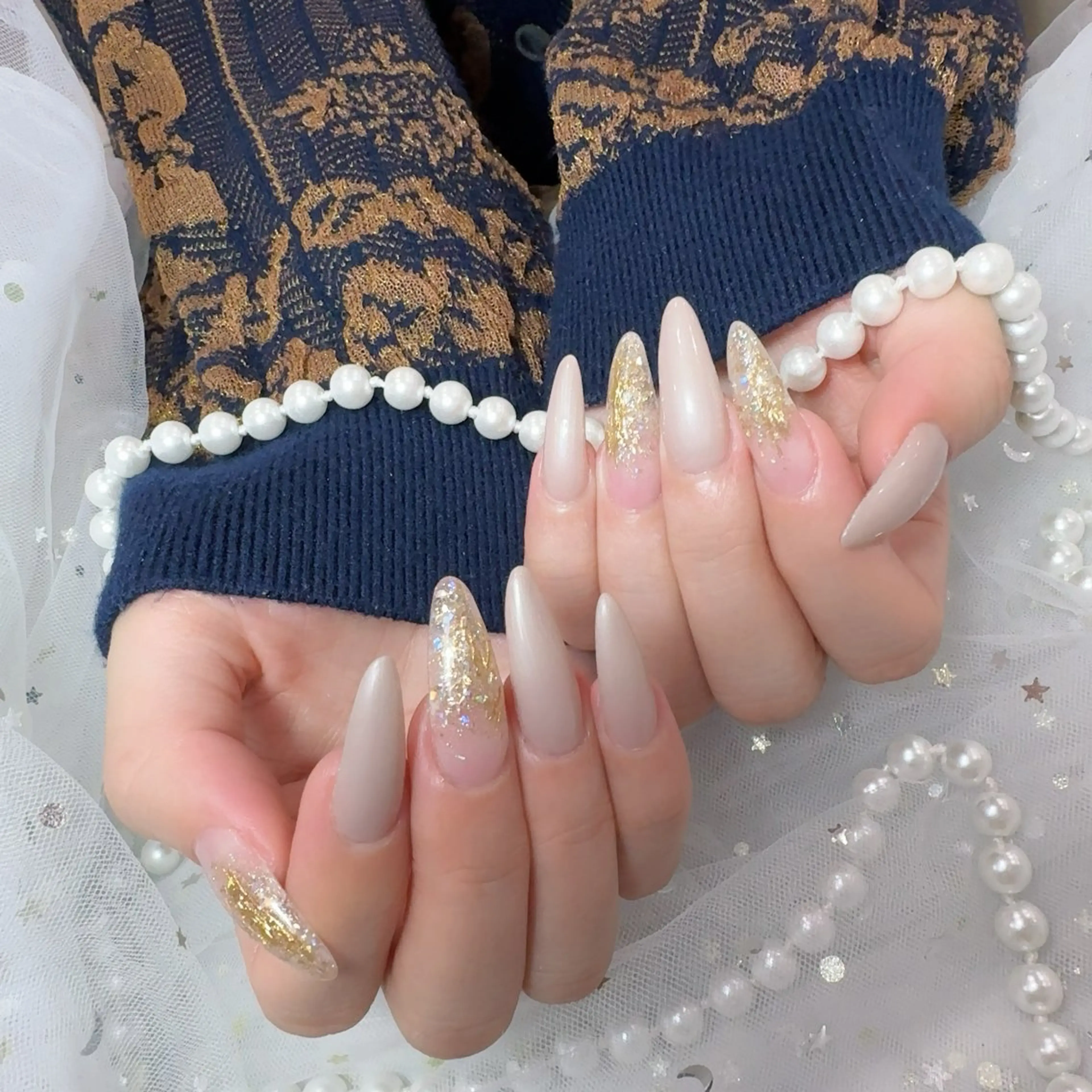 ネイル アートネイル フラッシュネイル フレンチネイル ジェルネイル ガラスフレンチ ハンドネイル You&Me Yukiのネイルデザイン