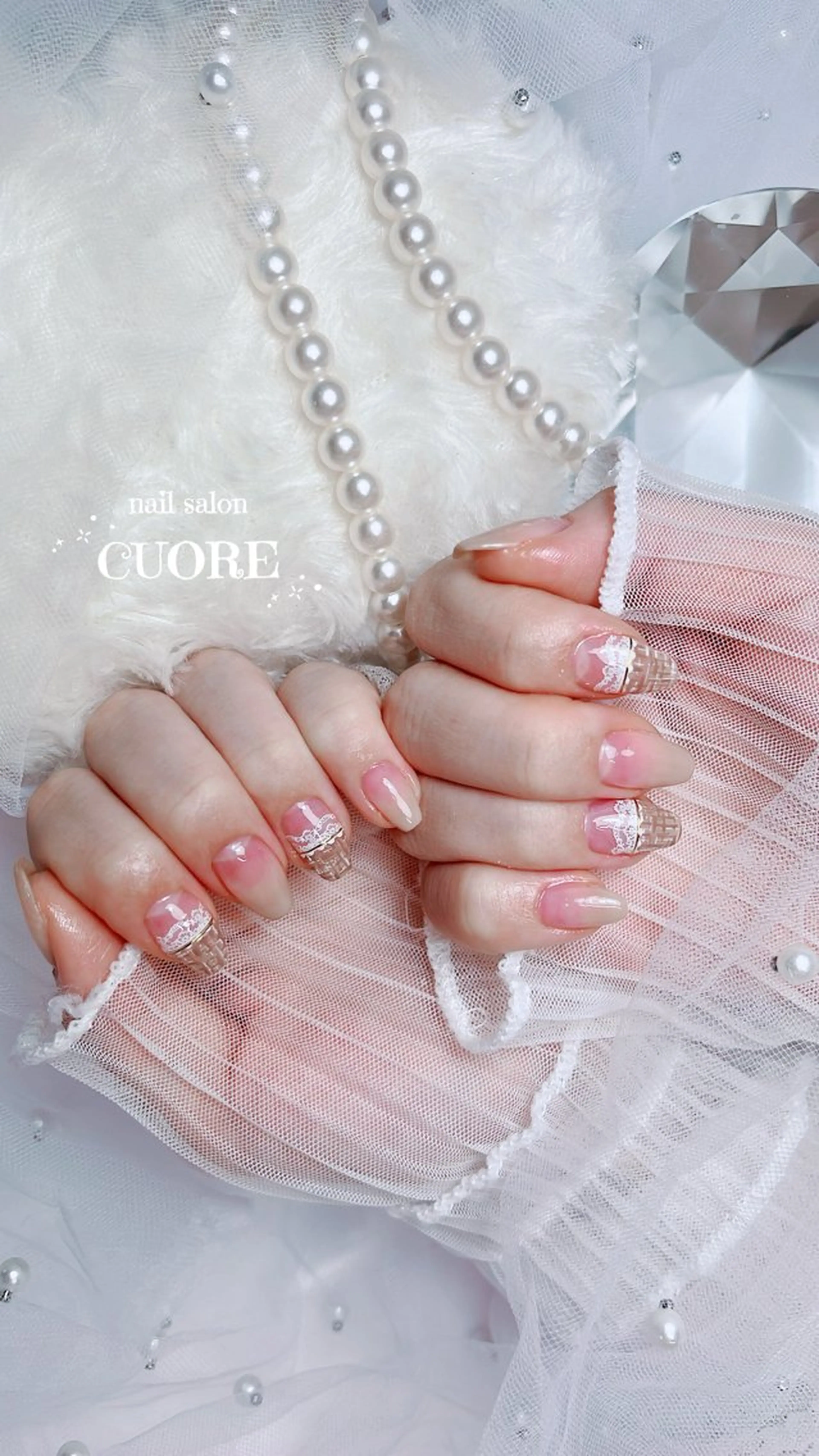 ネイル グラデーション レース シンプルネイル ツイードネイル 冬ネイル CUORE____nail所属・nail salon CUOREのネイルデザイン