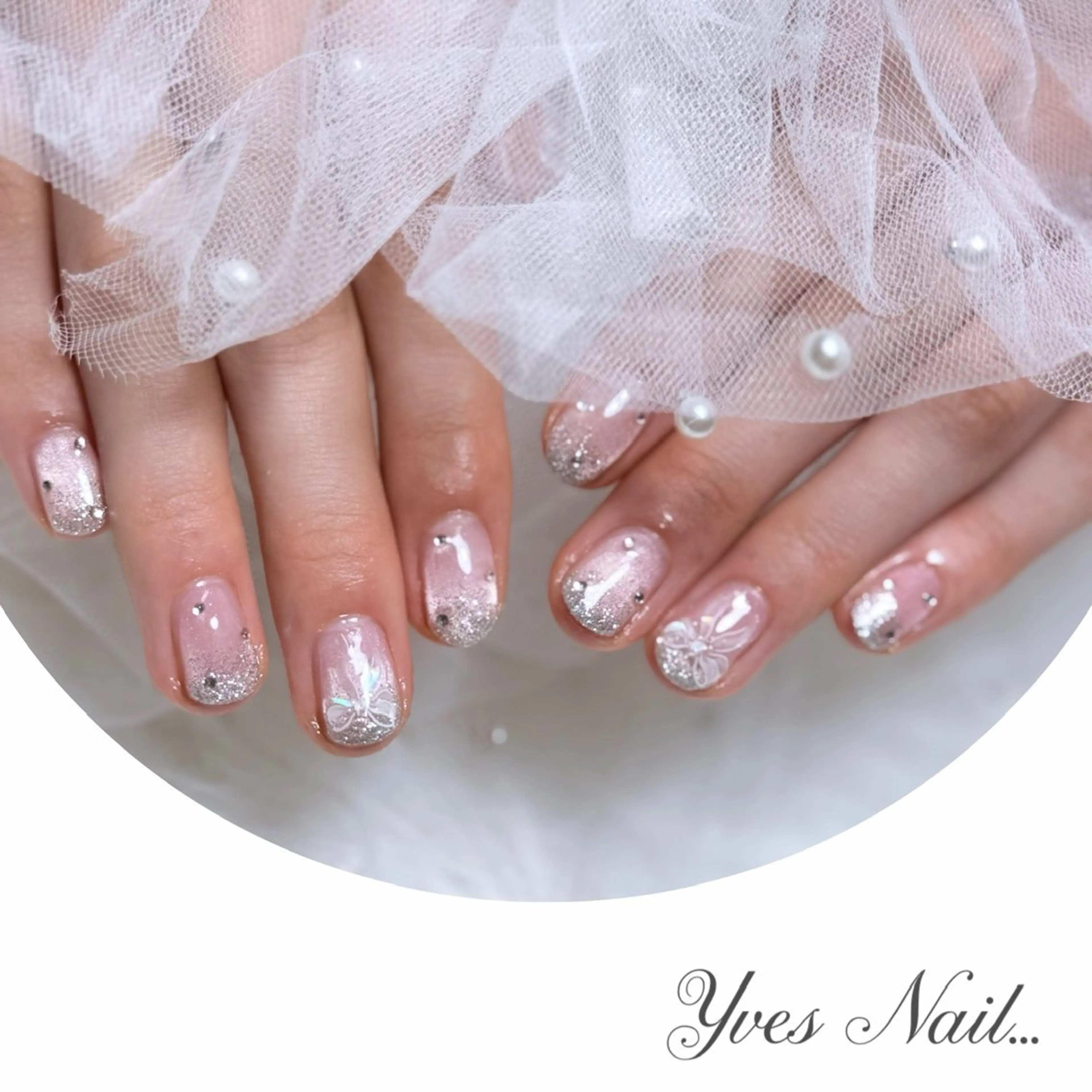 ネイル ラメ(グリッター) マグネットネイル リボン ハンドネイル kanno yのネイルデザイン