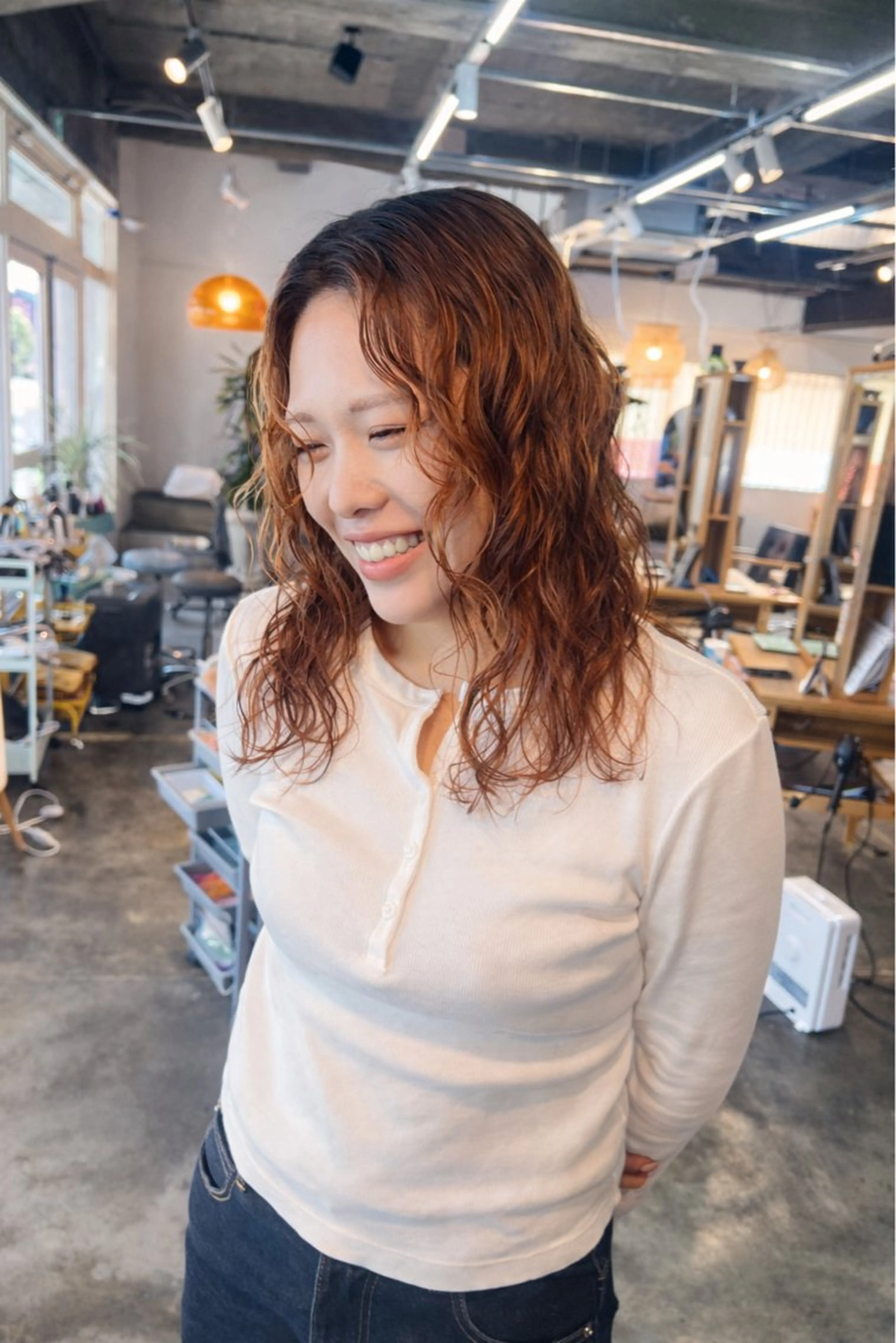 ミディアム パーマ カット パーマ くまざき　なな /メンズモデル募集のヘアスタイル